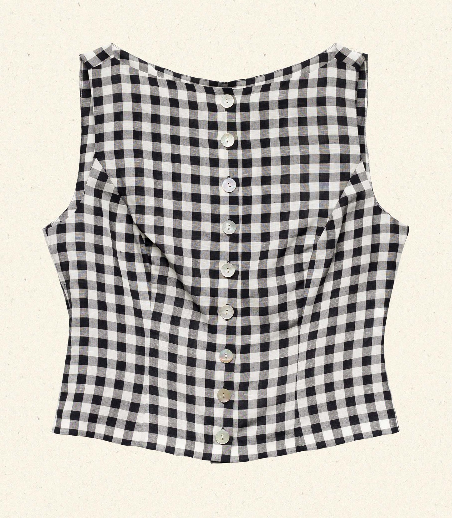 HMD -- HAYDEN TOP -- BLACK MARILYN GINGHAM