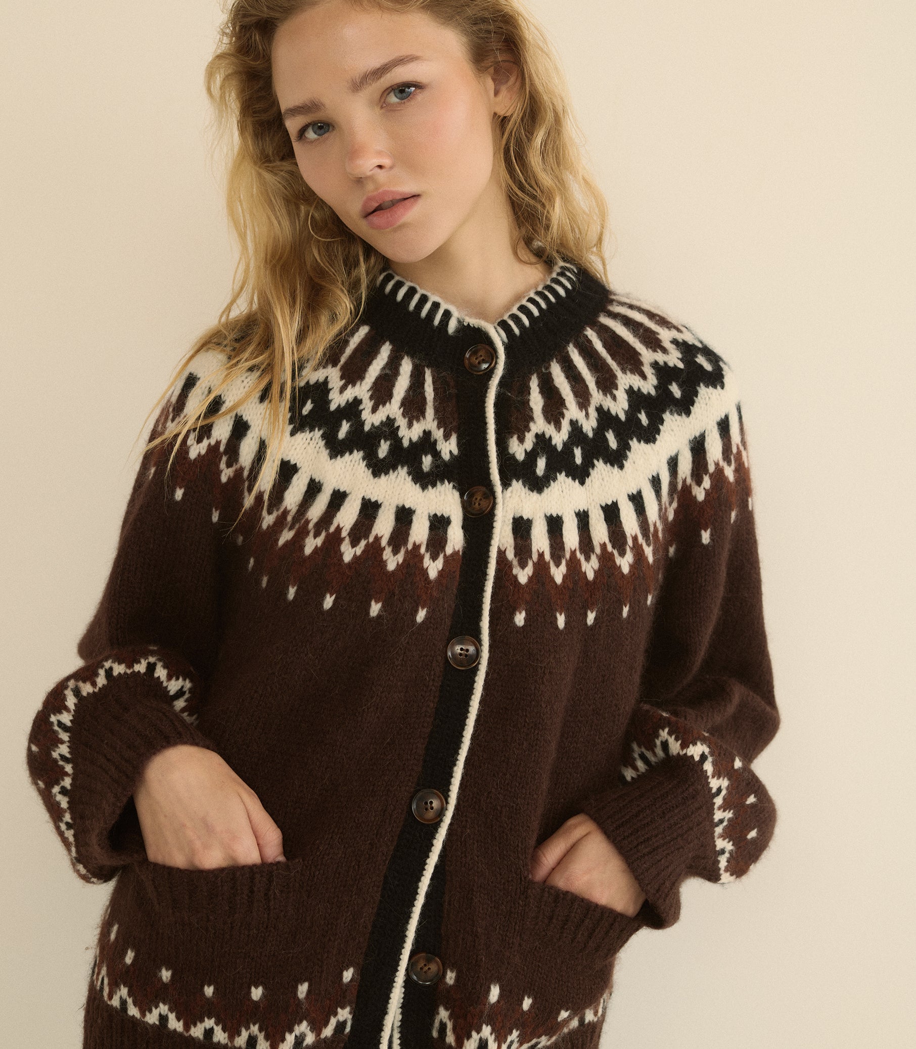 HUE CARDIGAN -- BRUN ABERDEEN FAIR ISLE view 5
