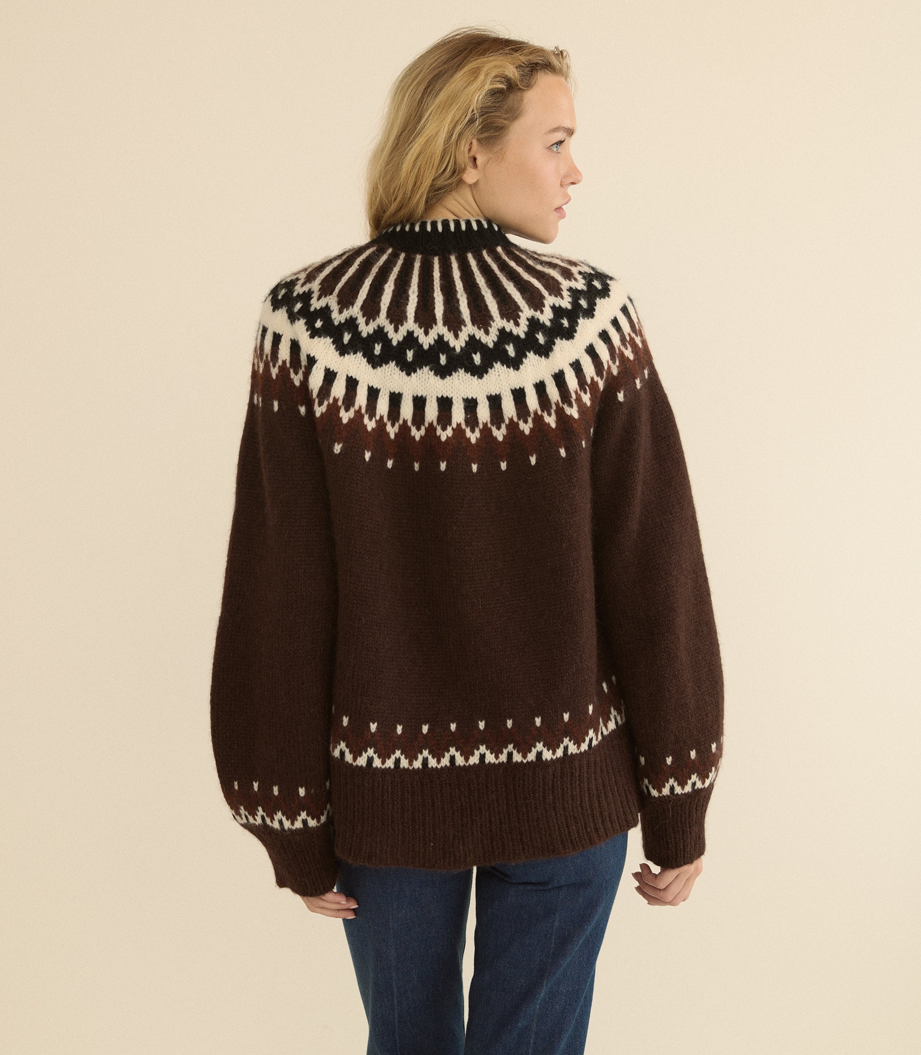 HUE CARDIGAN -- BRUN ABERDEEN FAIR ISLE view 8
