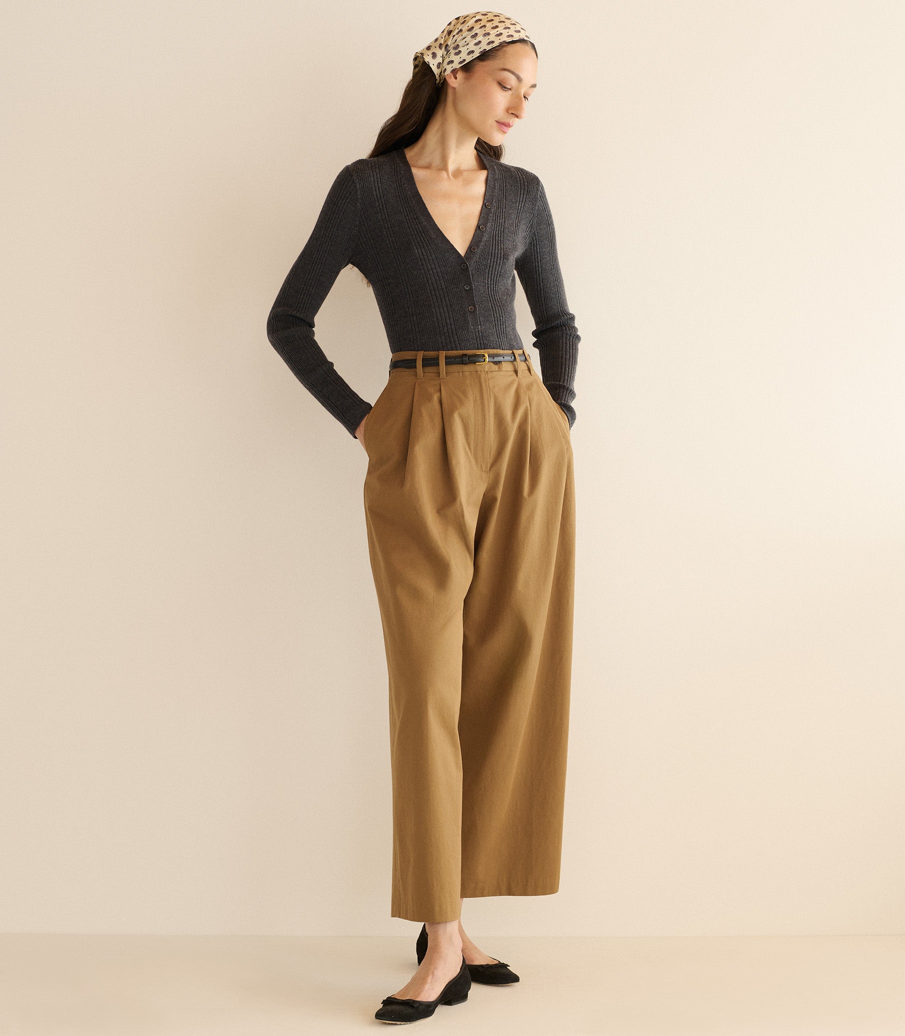 ALBANIE TOP -- CHARCOAL GREY view 2
