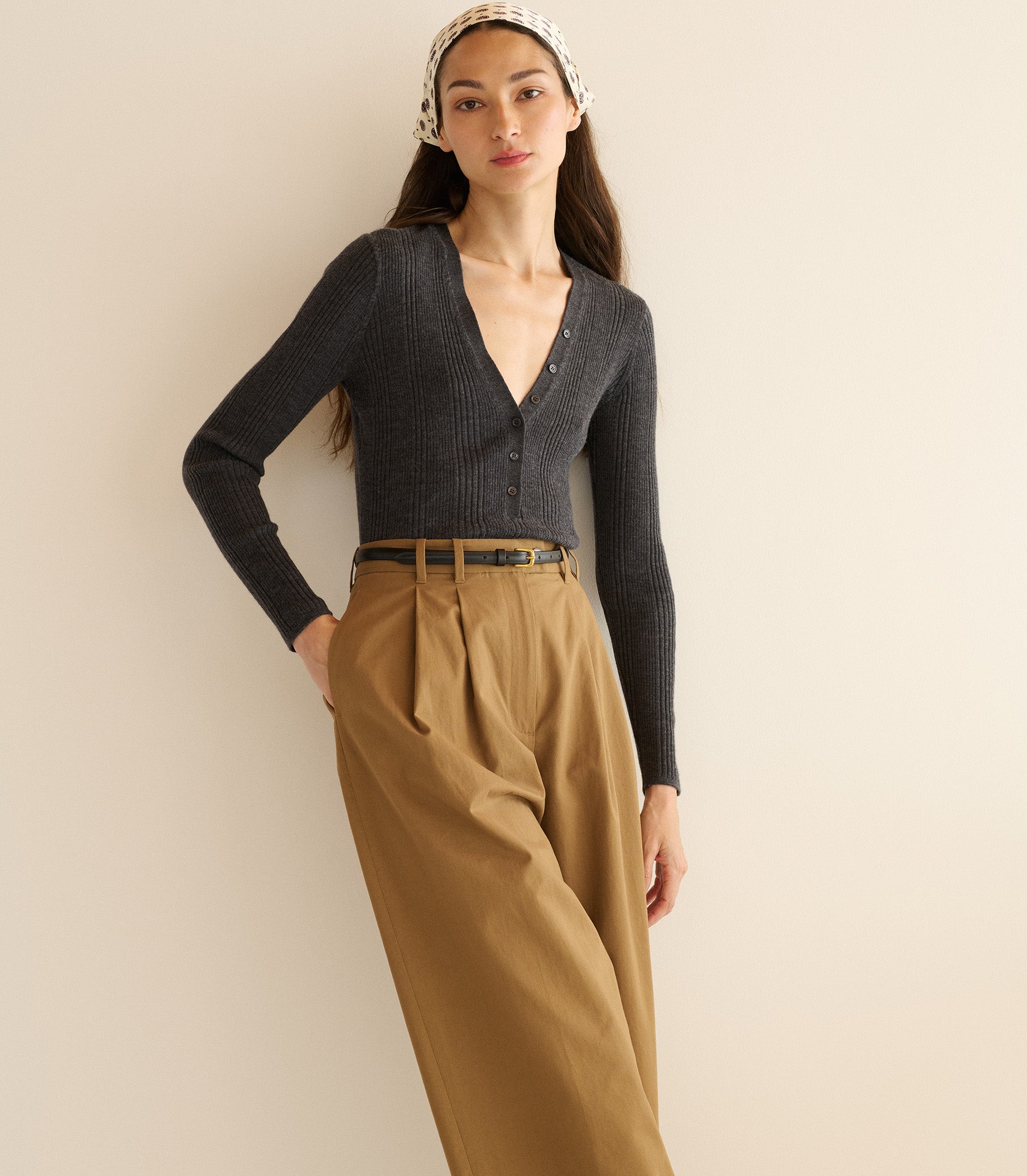 ALBANIE TOP -- CHARCOAL GREY view 3
