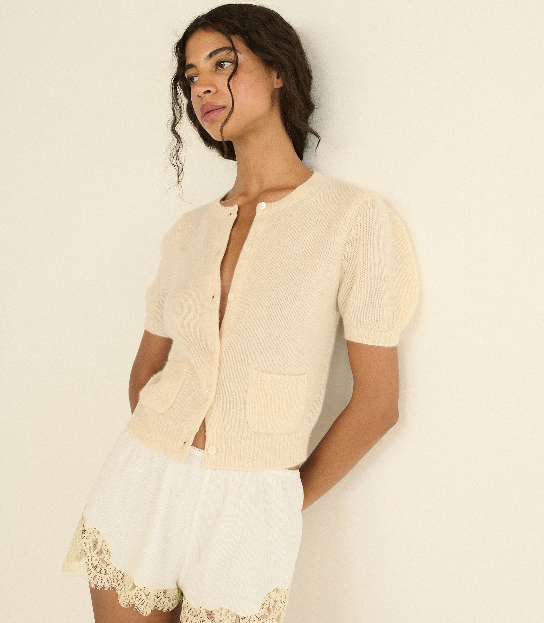 ALESIA CASHMERE CARDIGAN -- DOGWOOD view 4
