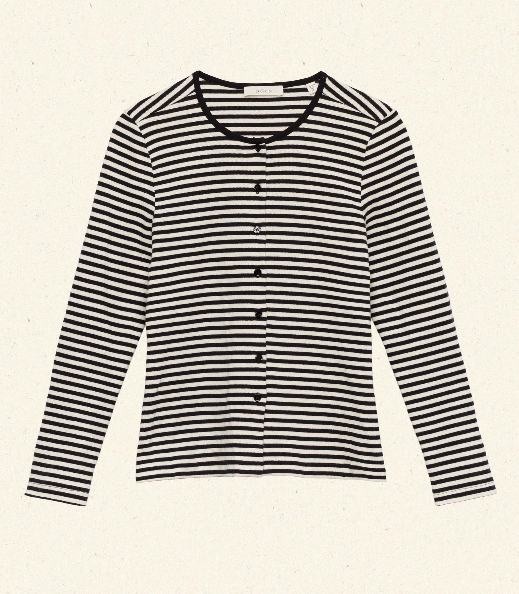 AMELIE TEE -- BLACK NANTUCKET STRIPE view 4
