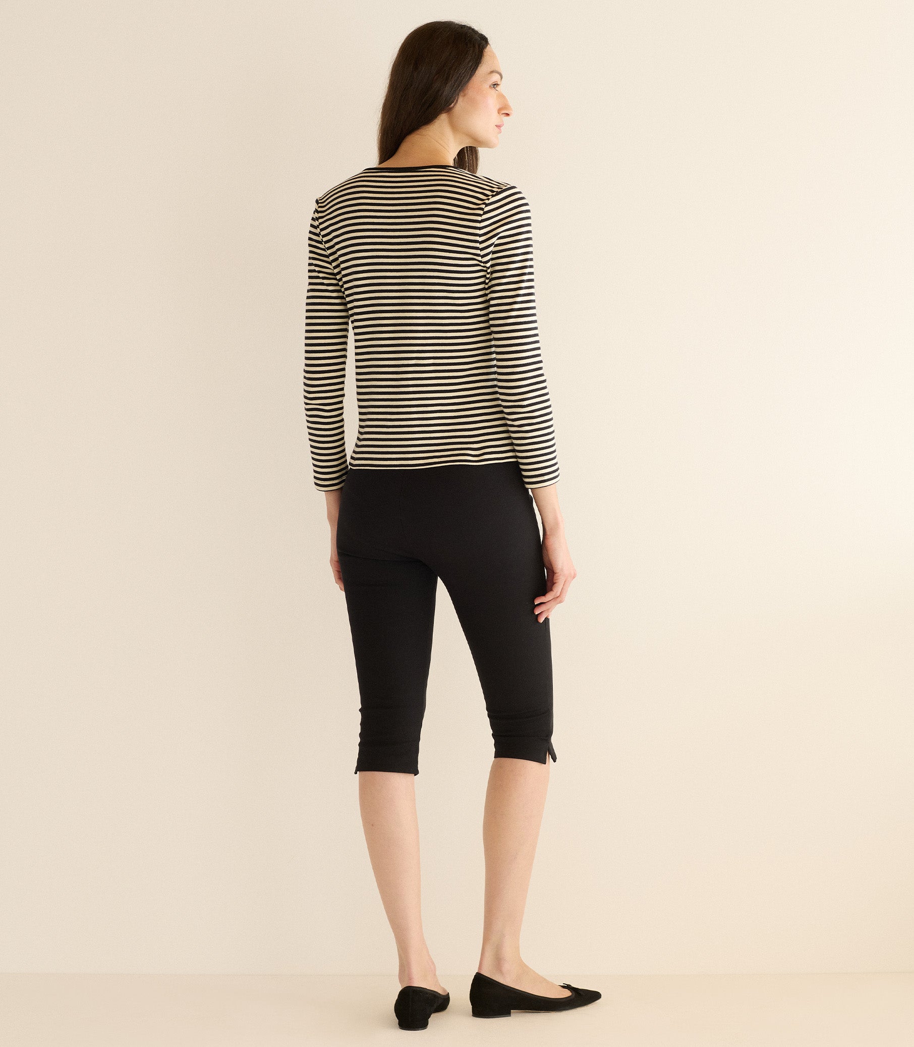 AMELIE TEE -- BLACK NANTUCKET STRIPE view 3
