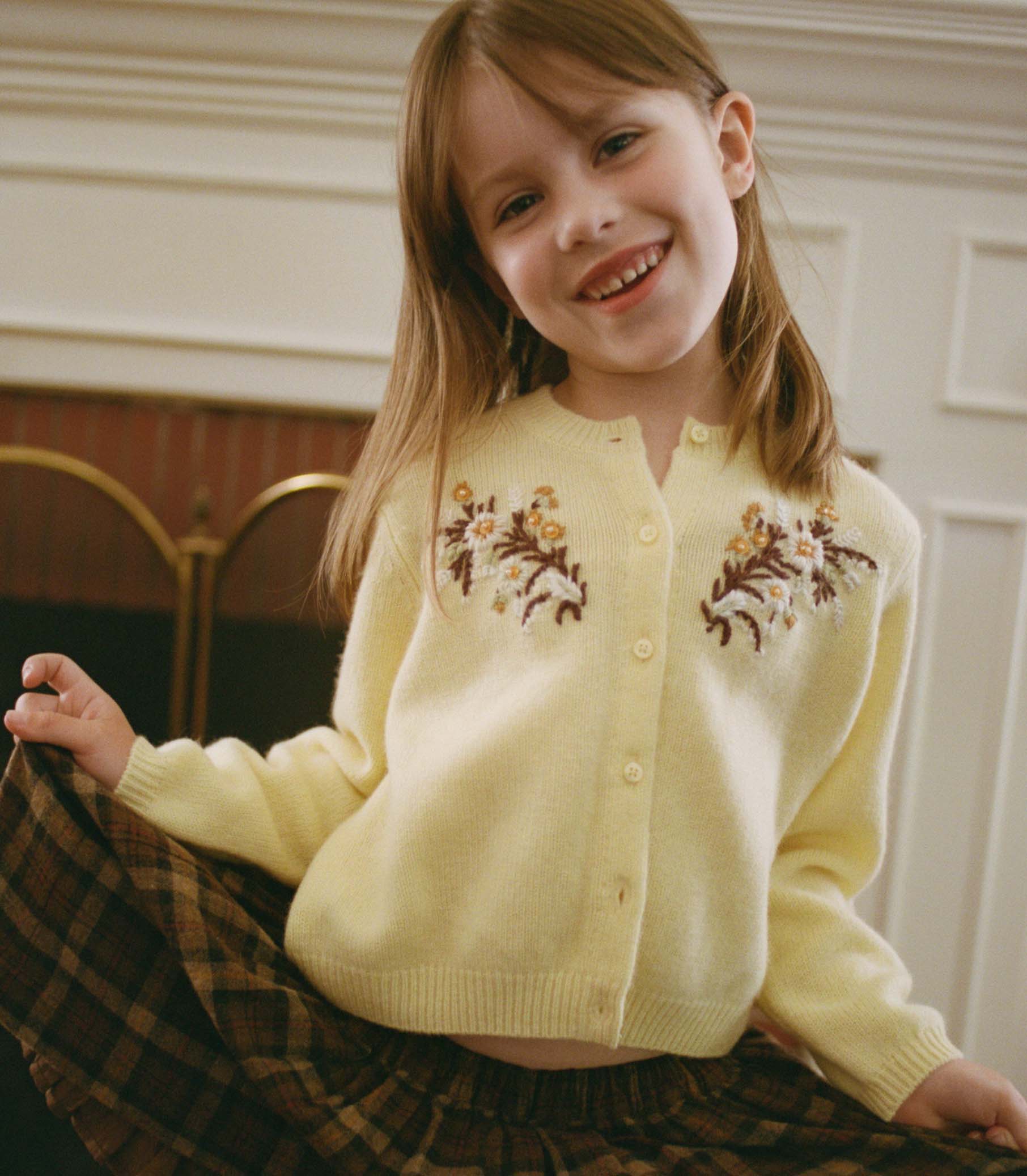 BABETTE CASHMERE CARDIGAN -- BUTTERCUP FLORAL EMBROIDERY view 1
