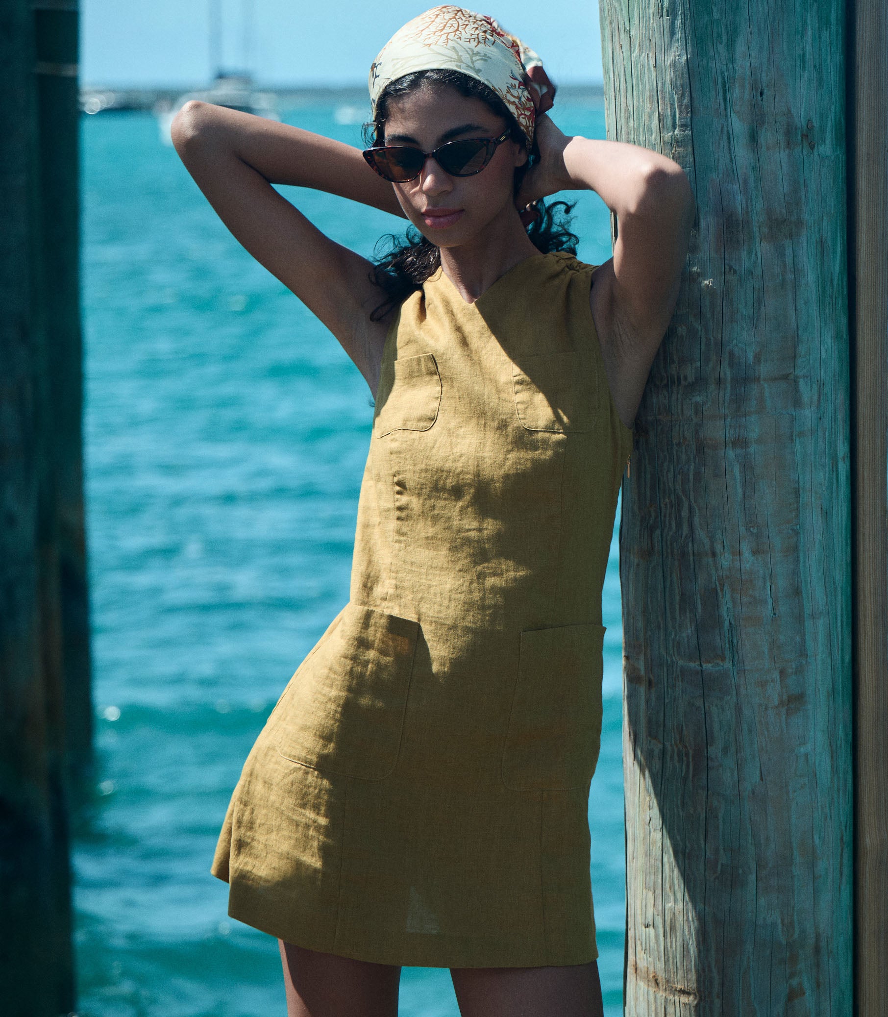 BENNETTE DRESS -- GOLDEN OLIVE view 3
