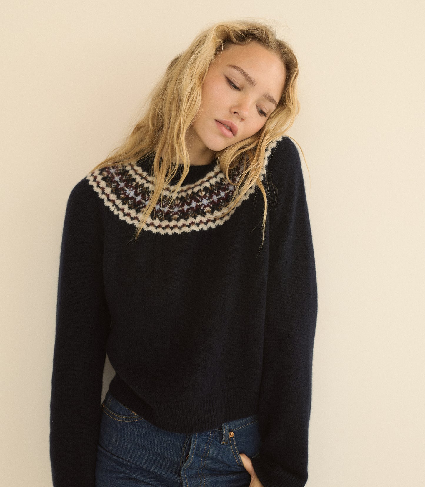 BONIFACE CASHMERE SWEATER -- NAVY