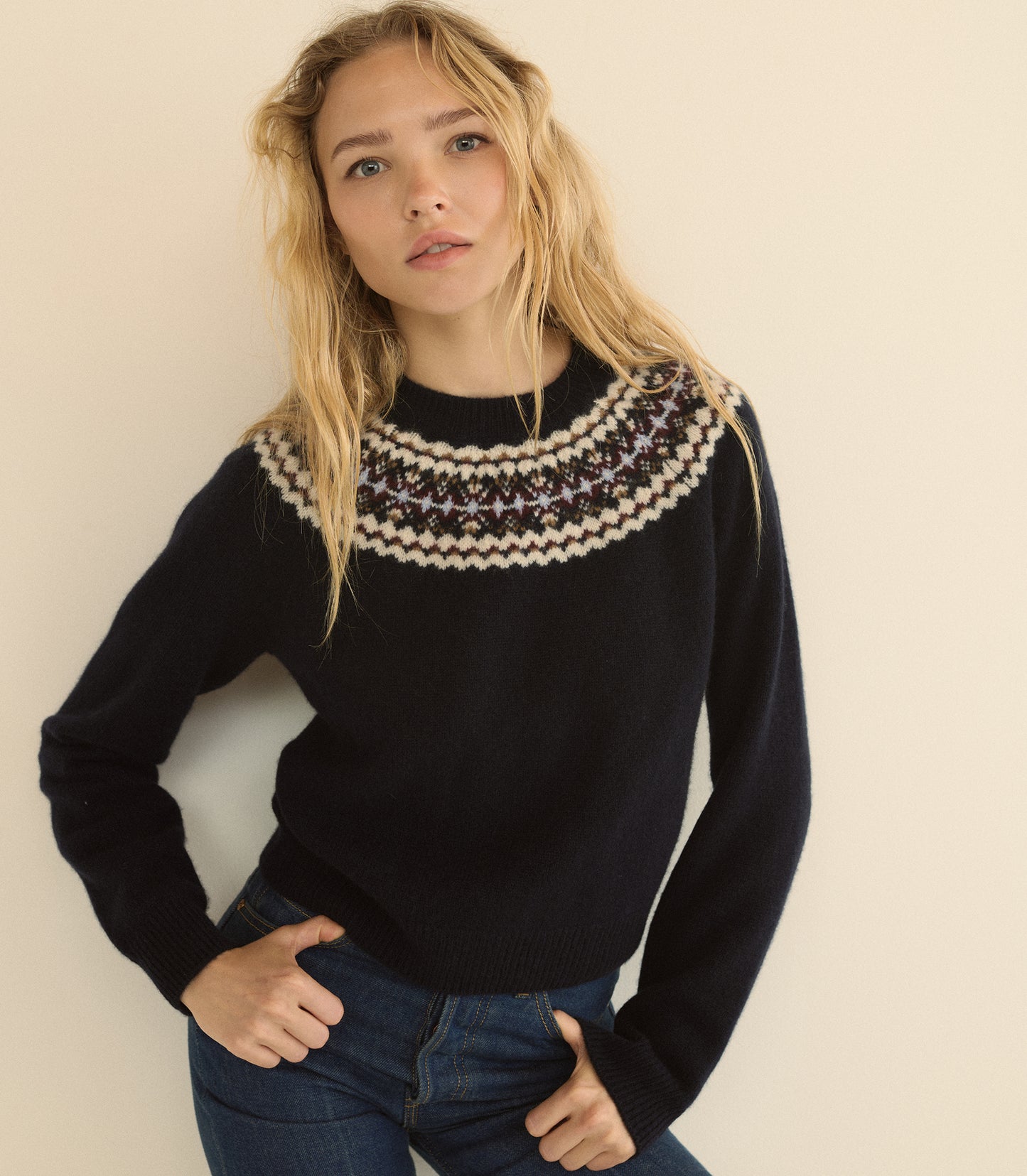 BONIFACE CASHMERE SWEATER -- NAVY