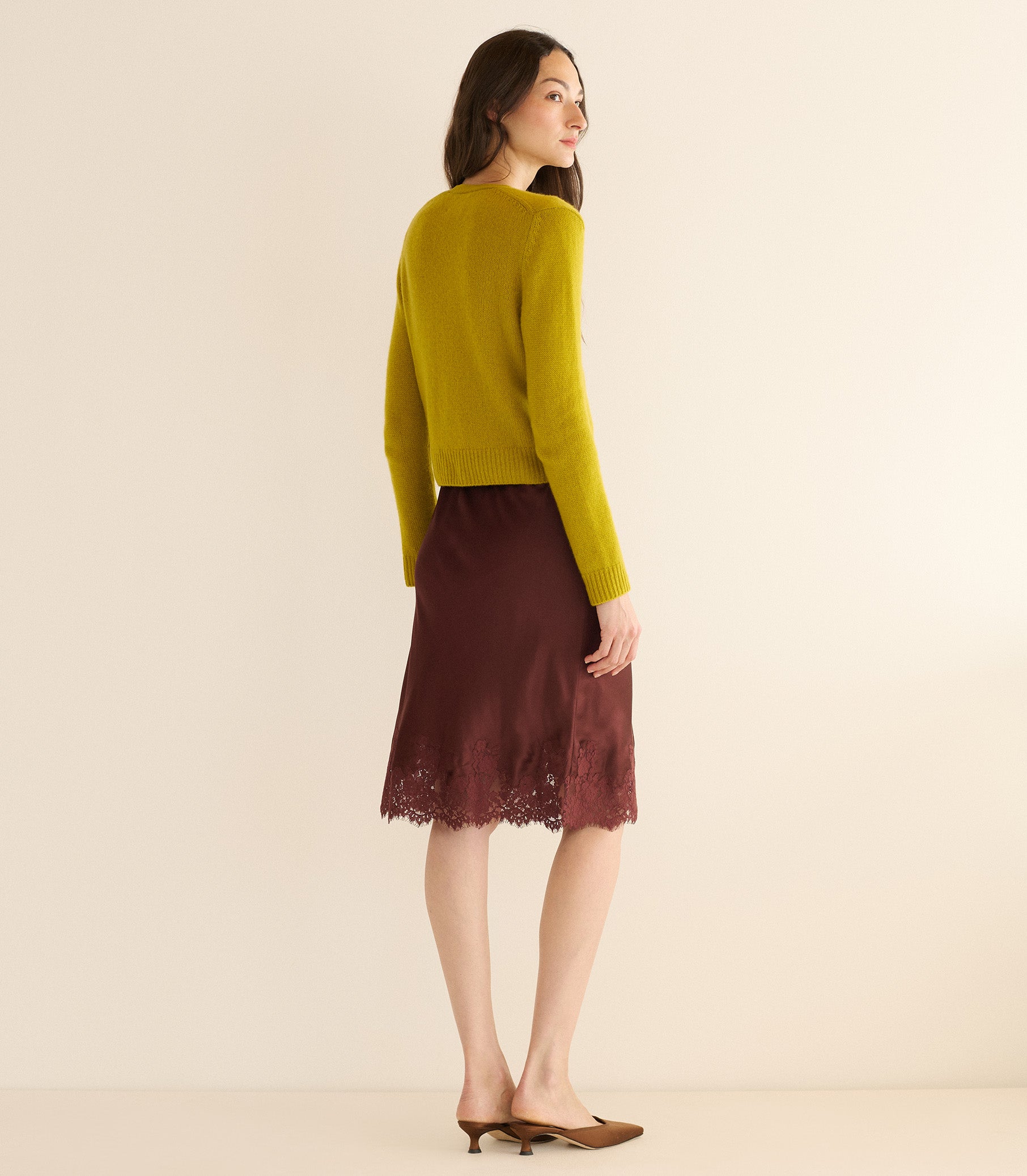 CAMERON CASHMERE CARDIGAN -- ANTIQUE MOSS view 8
