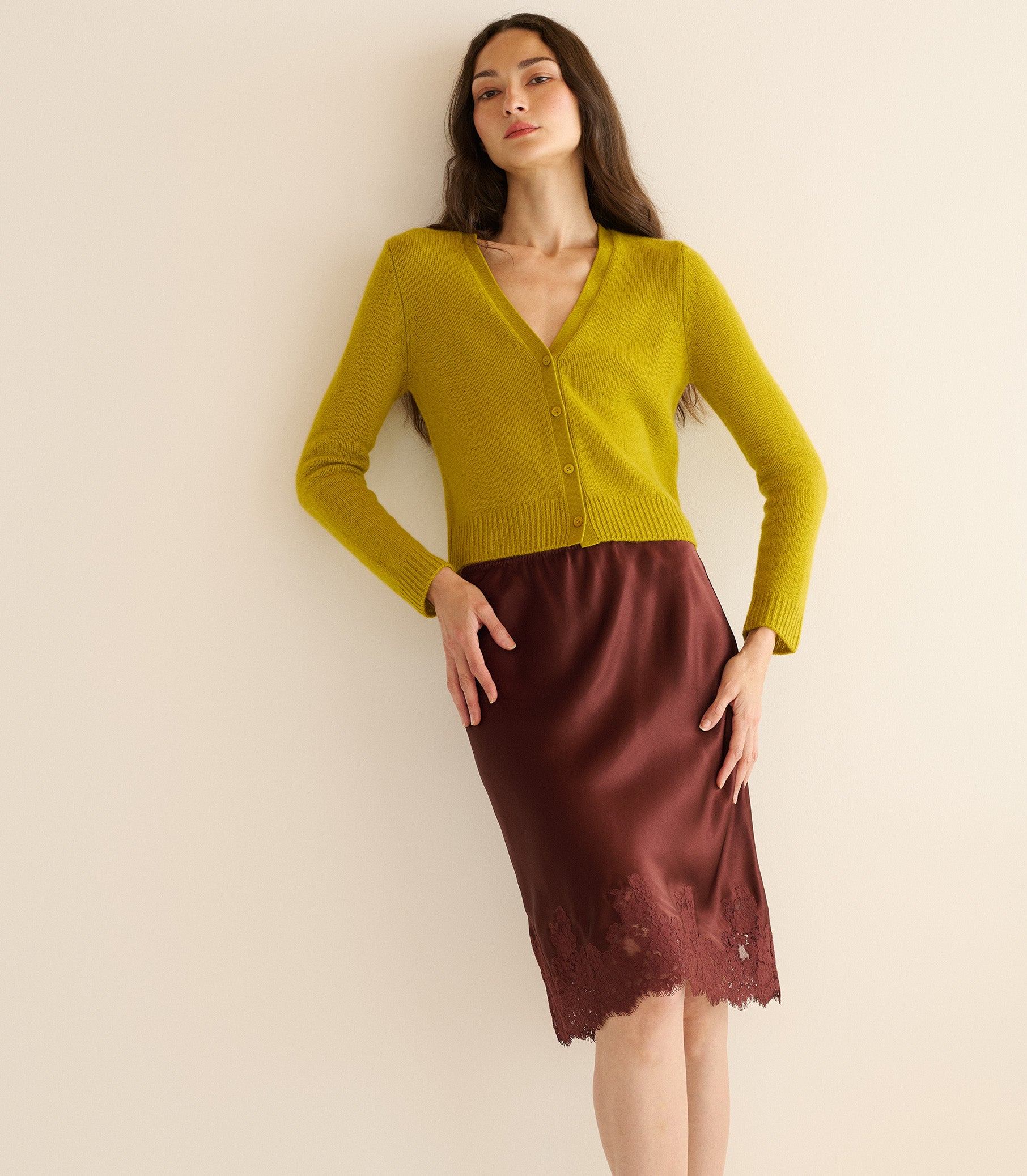 CAMERON CASHMERE CARDIGAN -- ANTIQUE MOSS view 7
