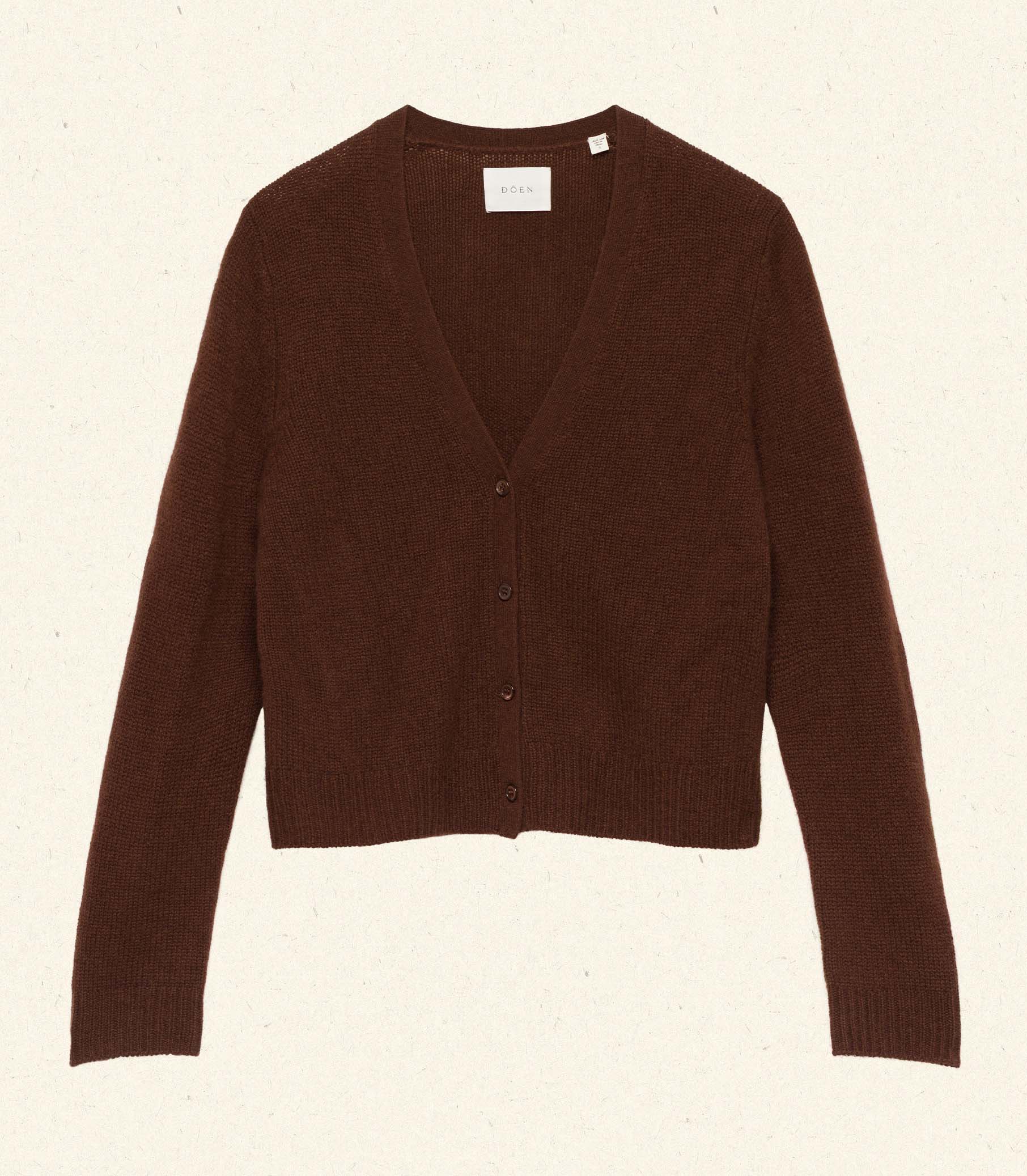 CAMERON CASHMERE CARDIGAN -- DARK UMBER view 5
