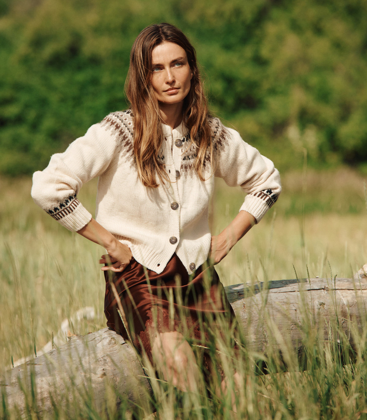 CLARKE CARDIGAN -- OATMEAL OLYMPIA FAIR ISLE