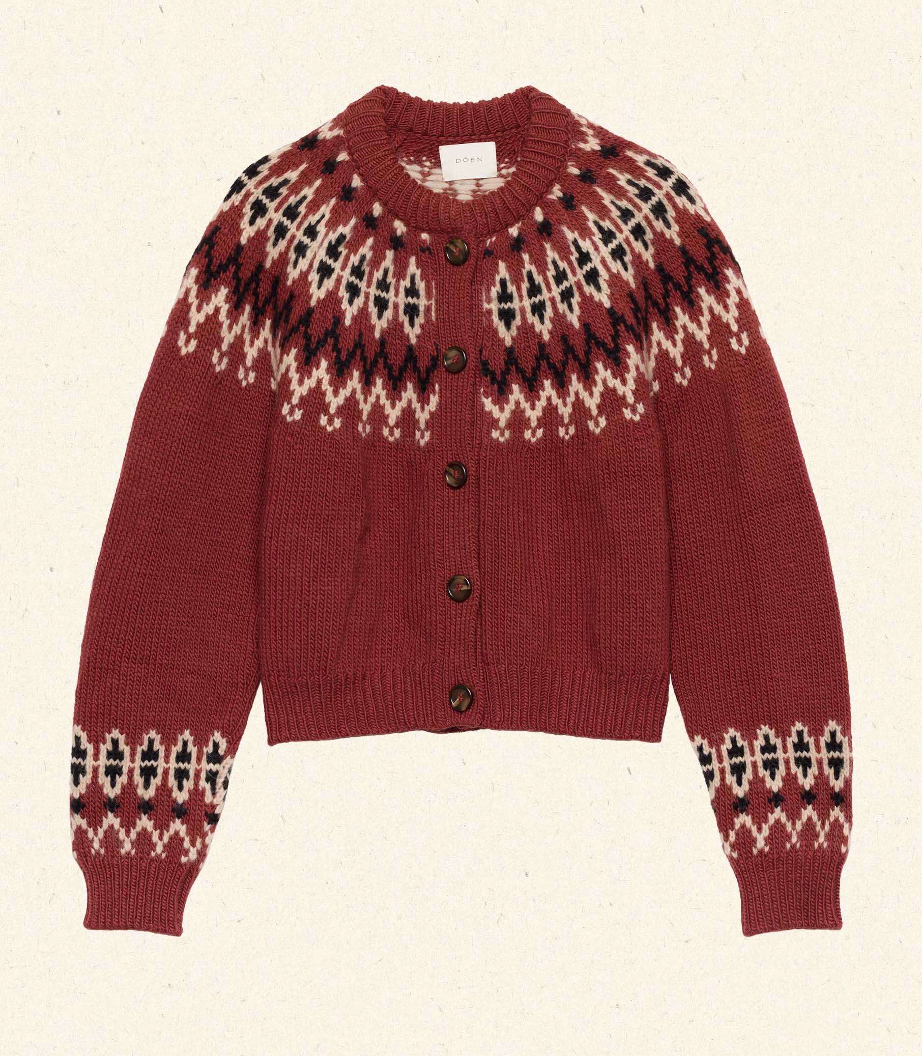 CLARKE CARDIGAN -- BURGUNDY OLYMPIA FAIR ISLE view 5
