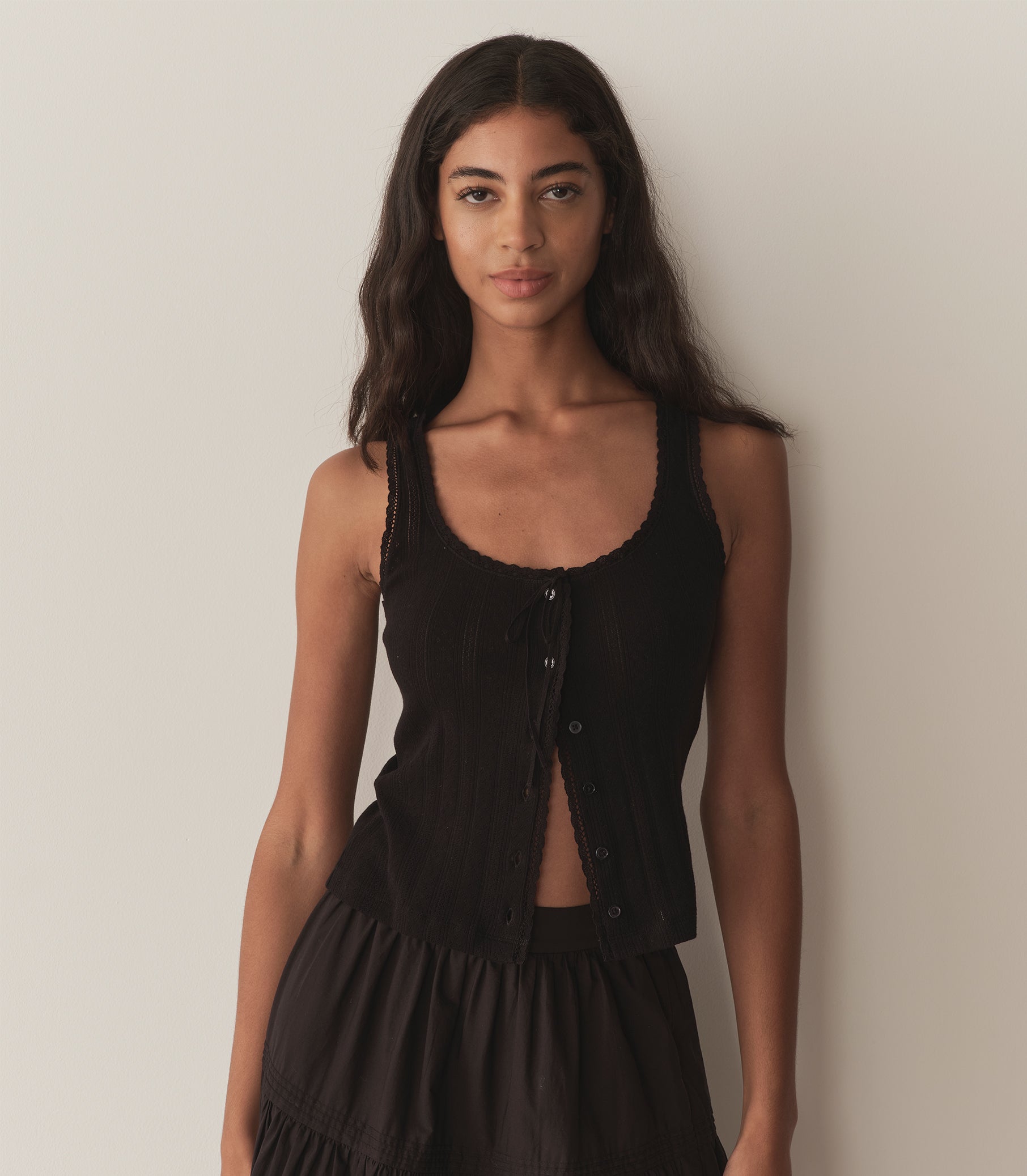 LOIS TANK -- BLACK QUELLE JOLIE POINTELLE view 7
