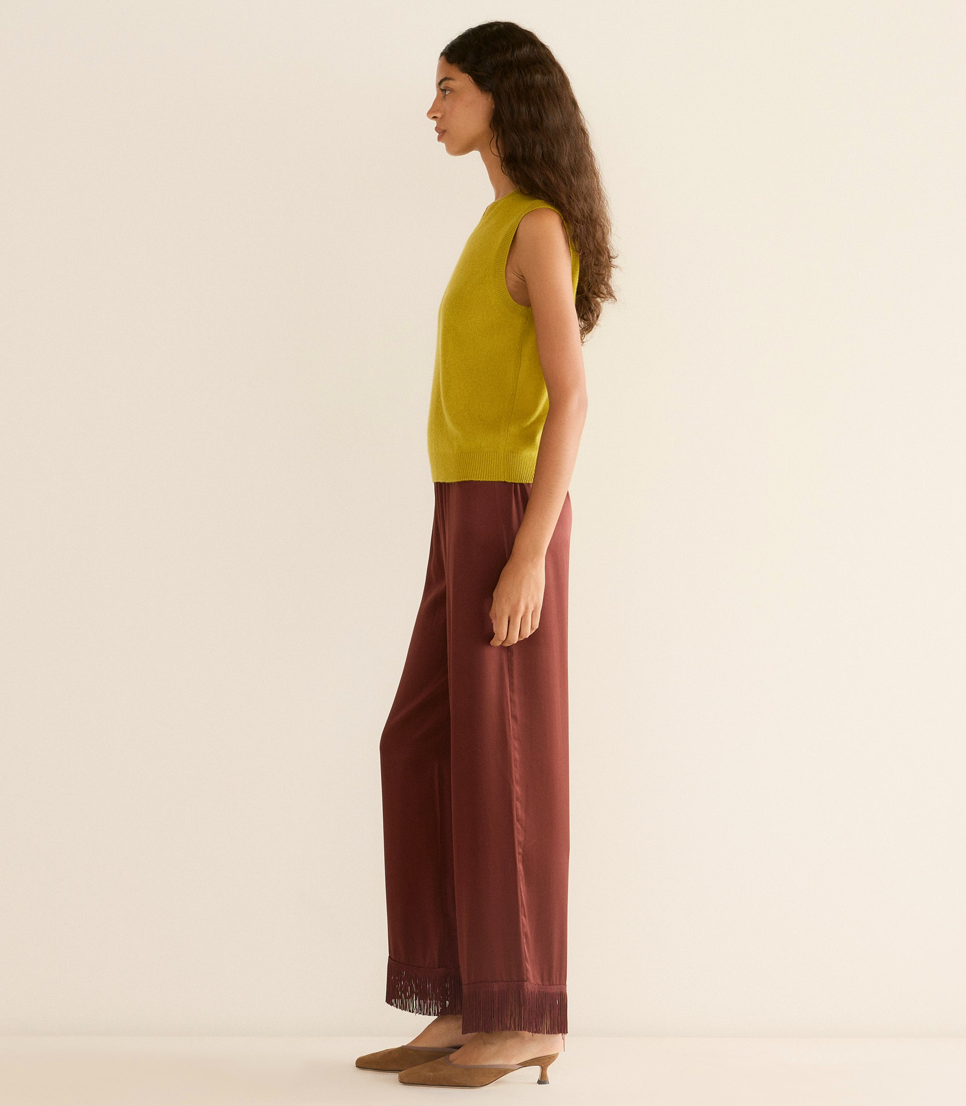 DAMIA CASHMERE VEST -- ANTIQUE MOSS view 2

