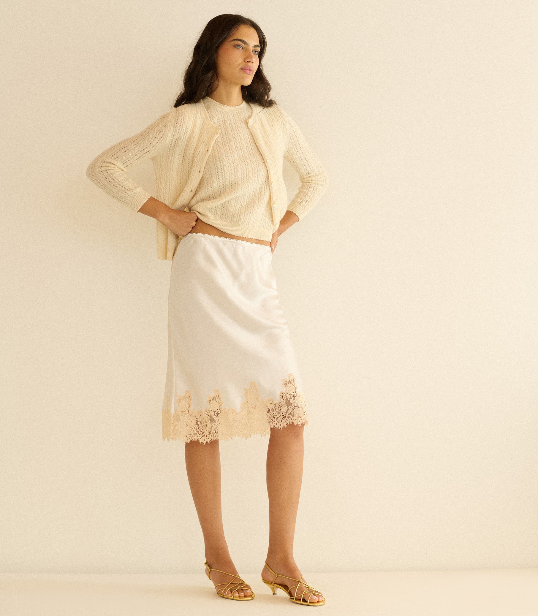 DANAE CASHMERE CABLE CARDIGAN -- DOGWOOD view 5
