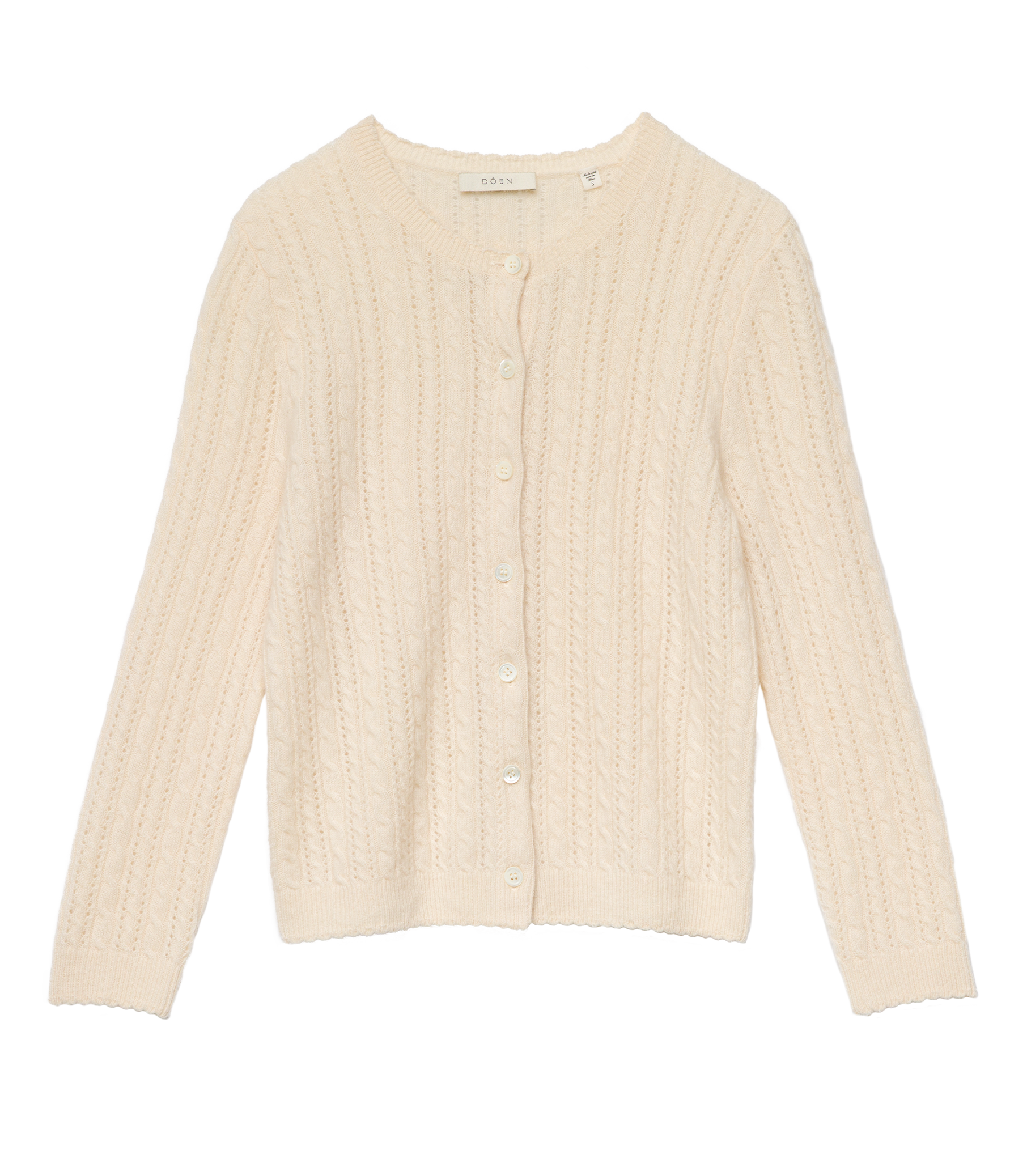 DANAE CASHMERE CABLE CARDIGAN -- DOGWOOD view 7
