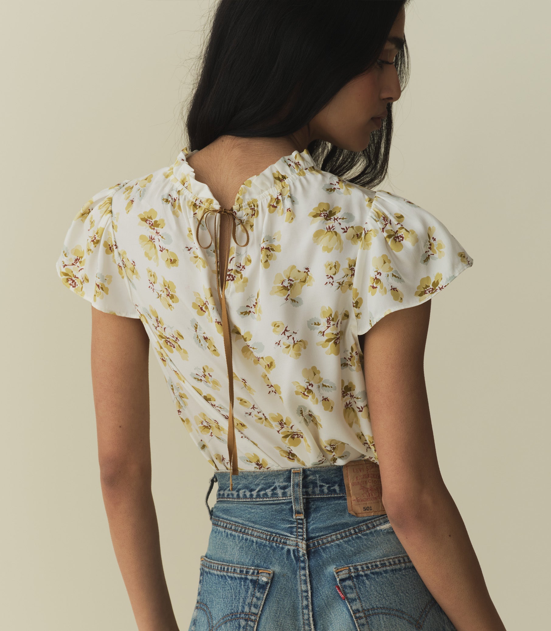 HMD -- YVIE TOP -- GOLD FROLICKING FLORAL view 8
