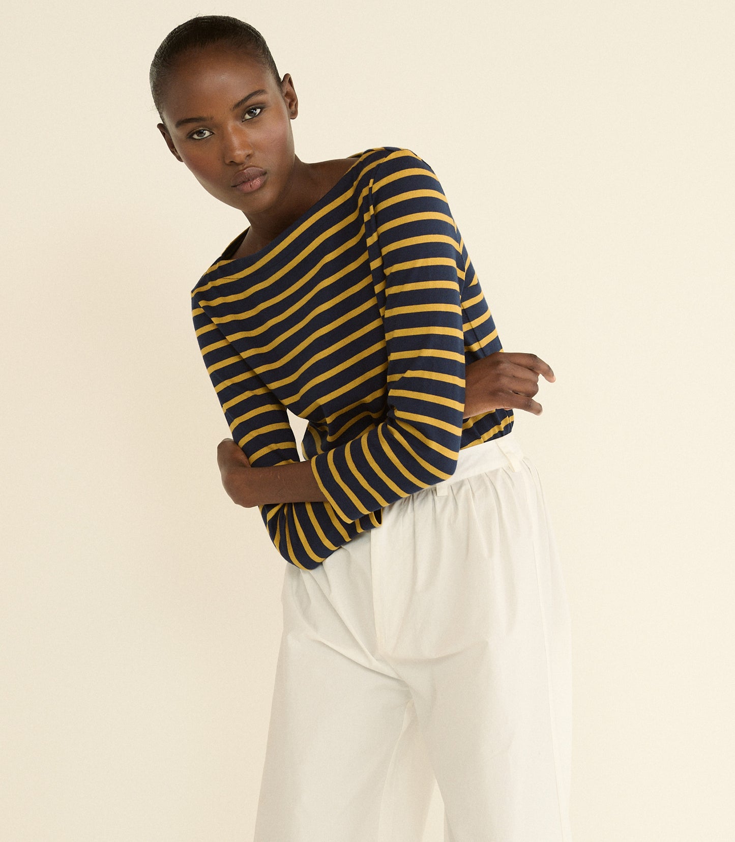 DONNIE TEE -- NAVY BRETON STRIPE