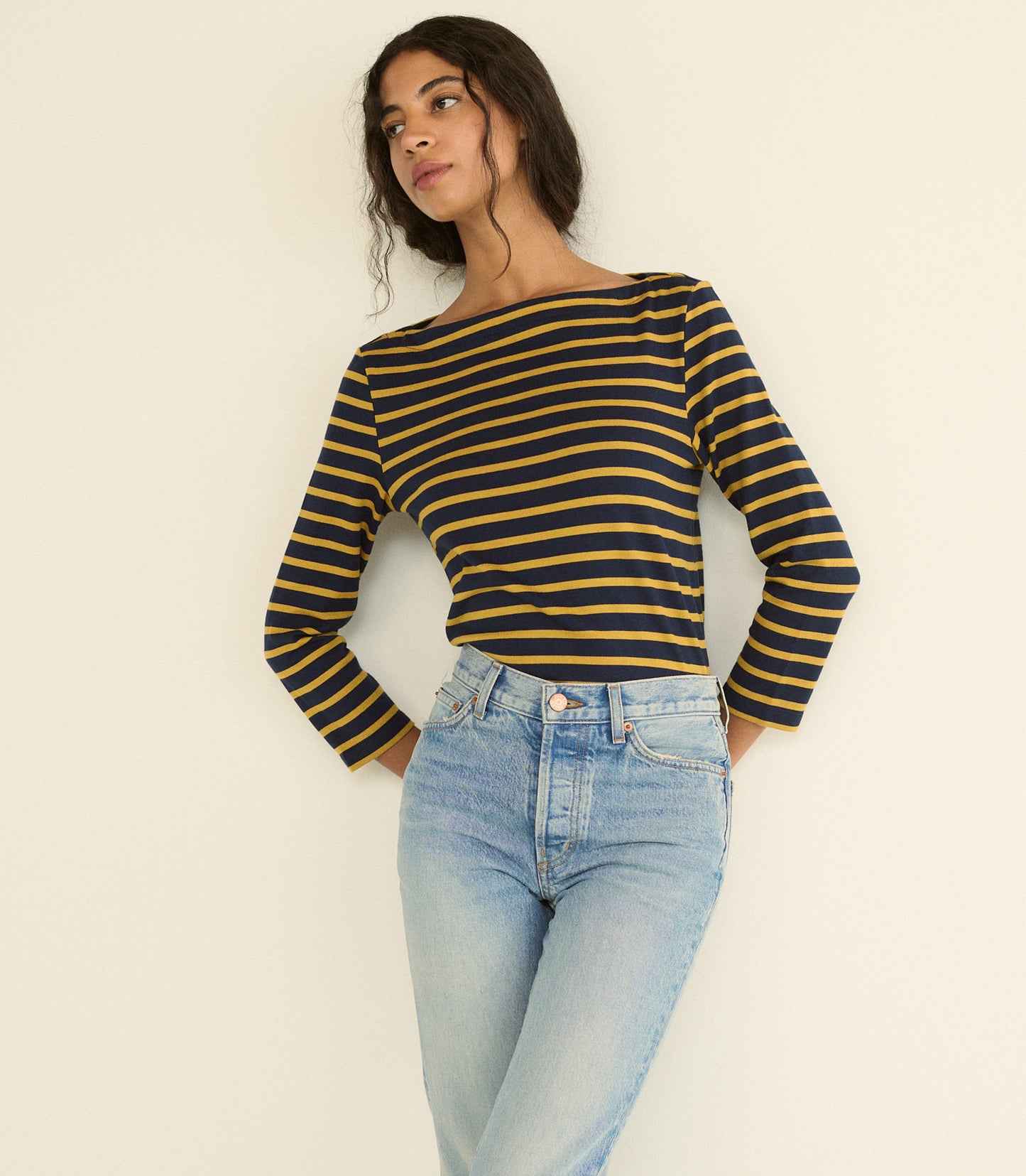 DONNIE TEE -- NAVY BRETON STRIPE