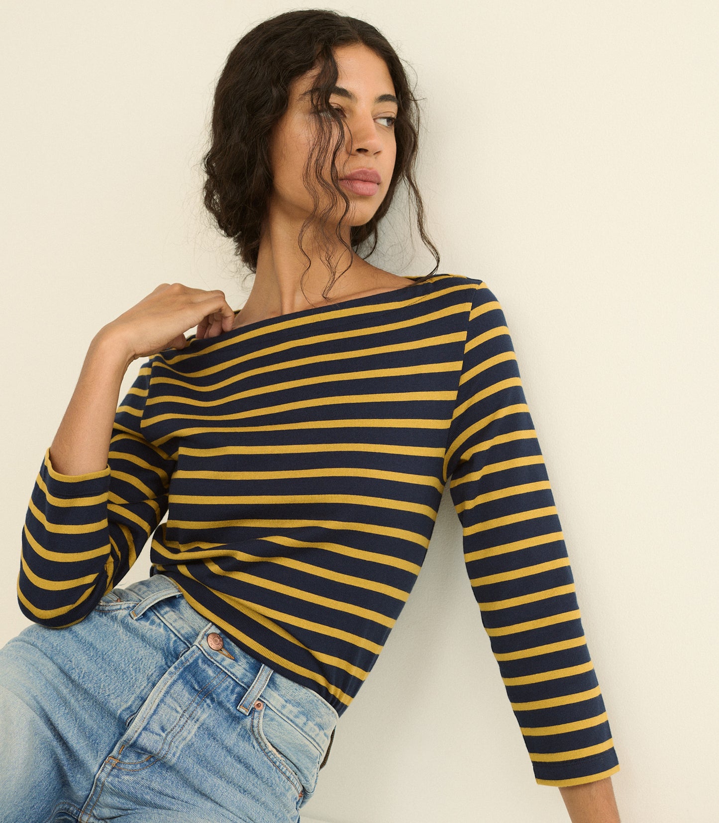 DONNIE TEE -- NAVY BRETON STRIPE