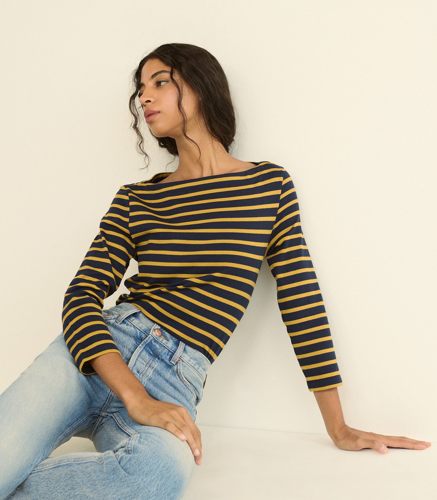DONNIE TEE -- NAVY BRETON STRIPE