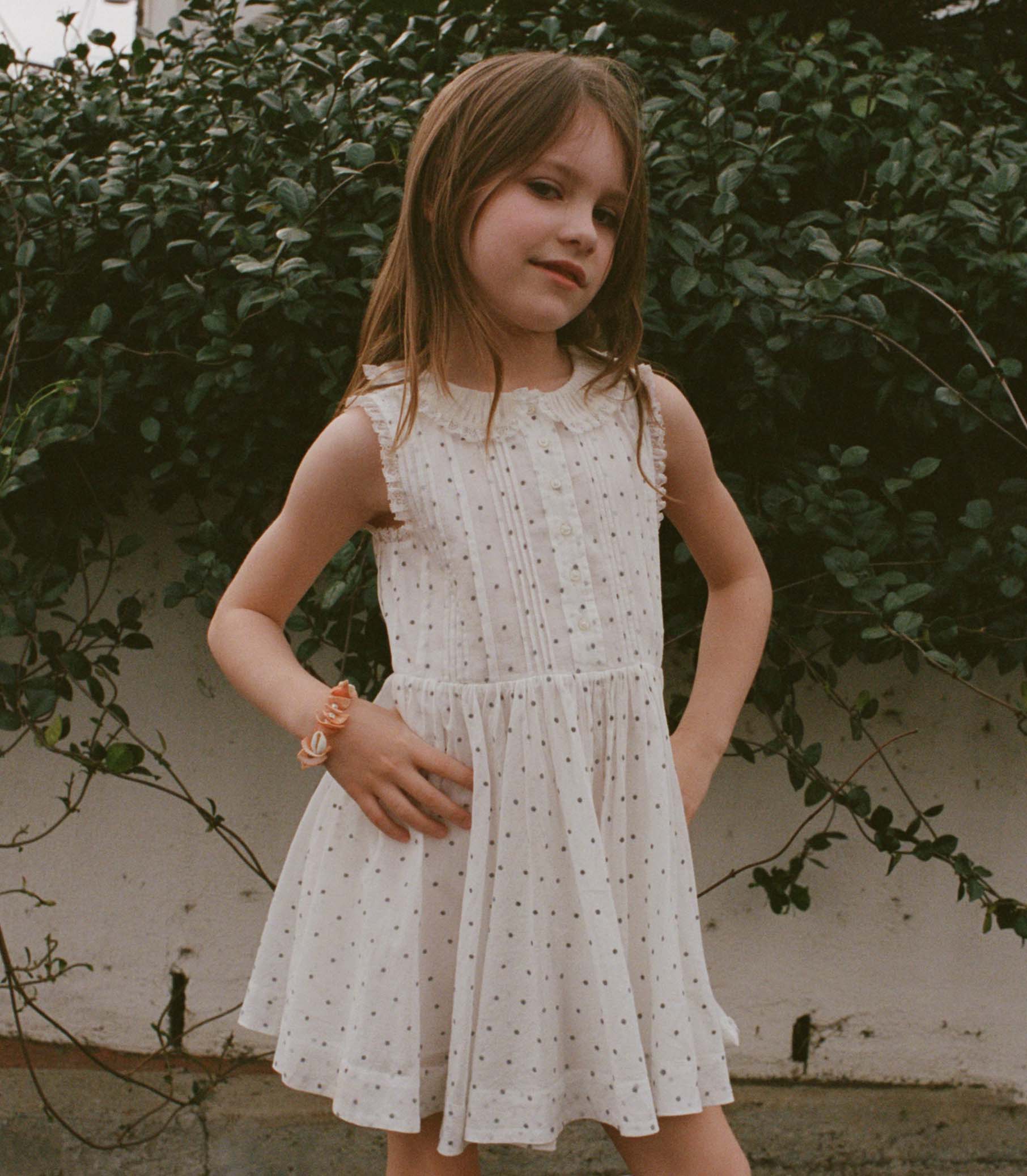 ELLY DRESS -- SALT FLOCK DOT view 2

