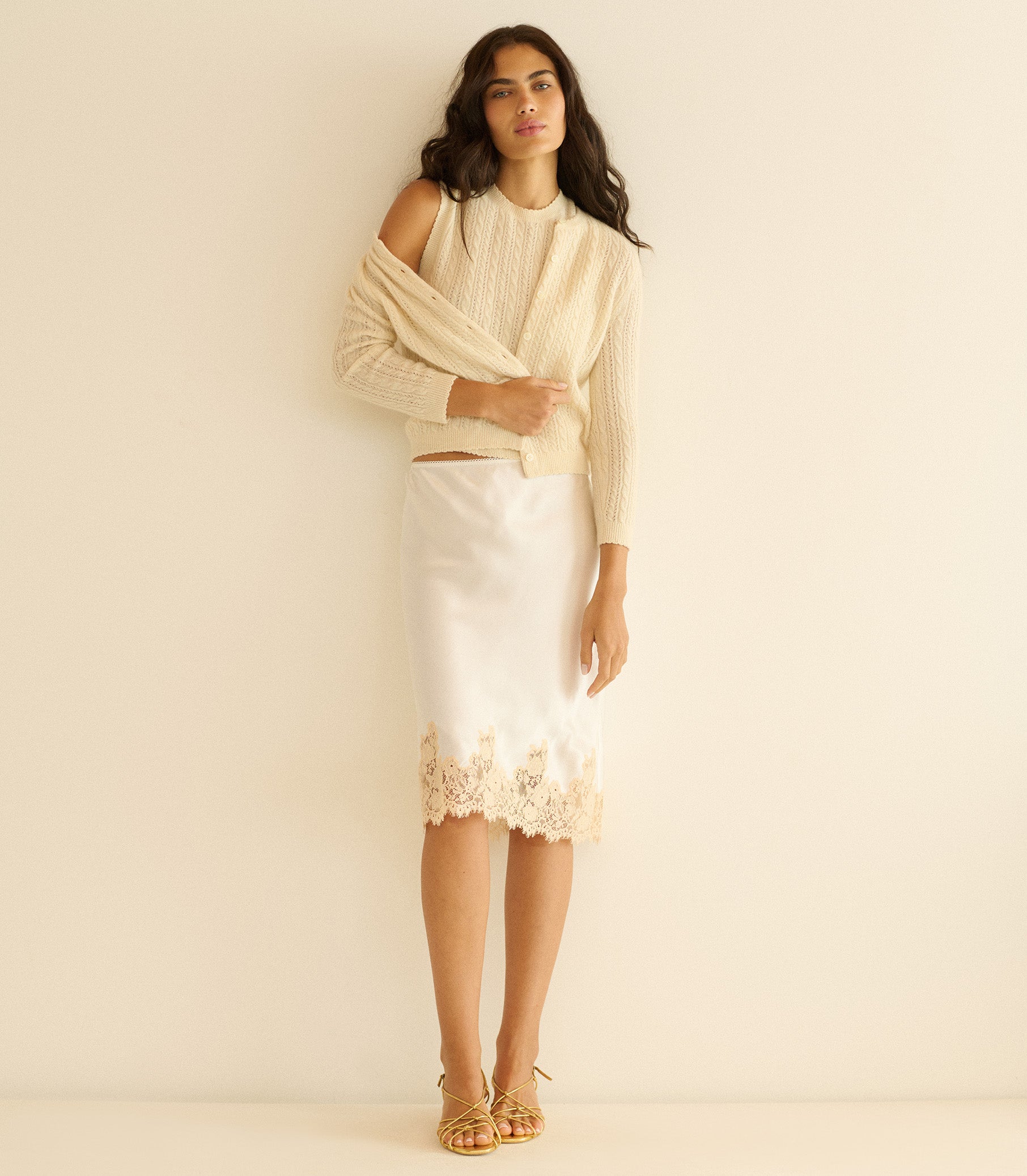 ELOWETTE SKIRT -- SALT AND PEACH LACE view 3
