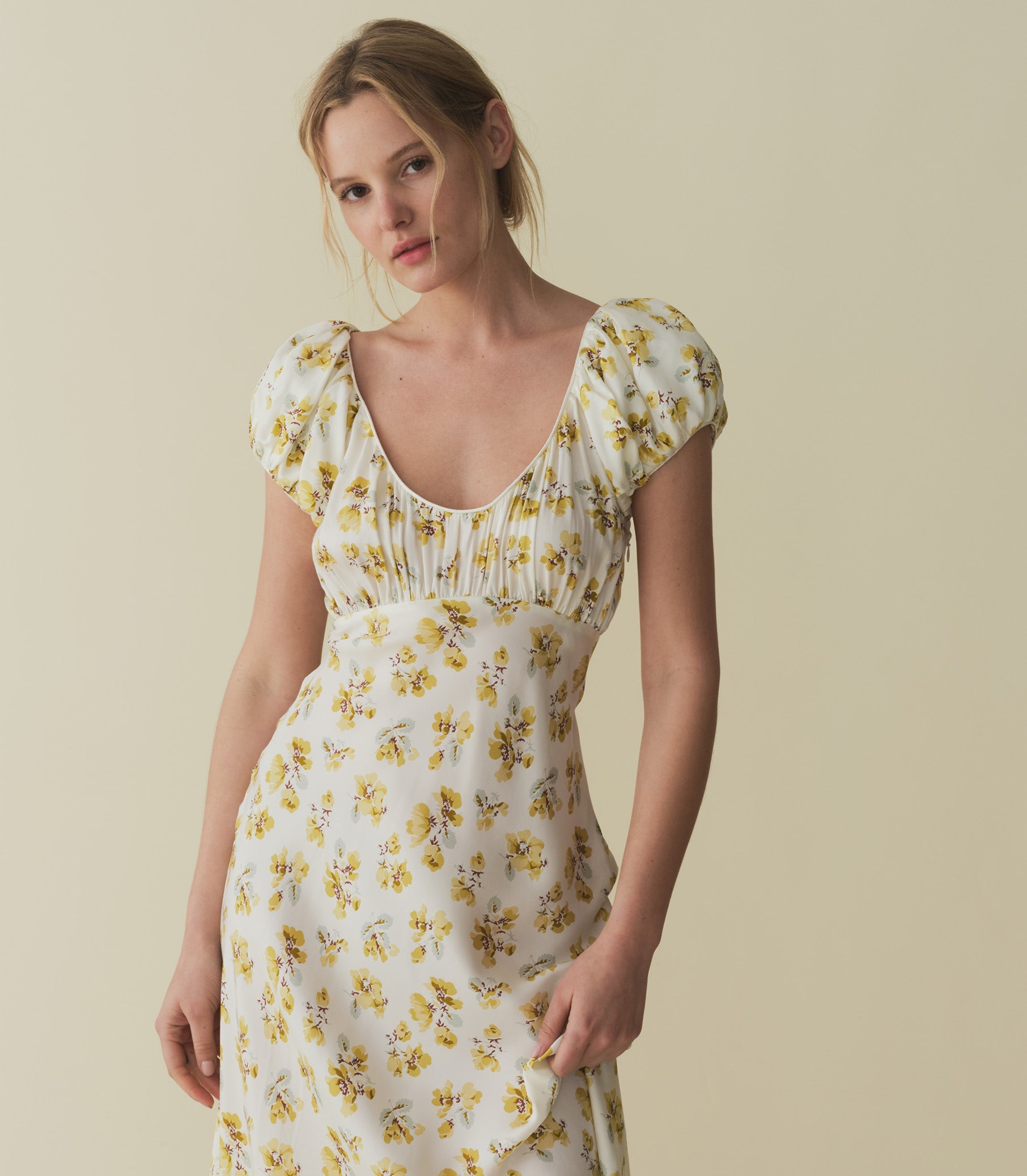HMD -- FLORENCIA DRESS -- GOLD FROLICKING FLORAL