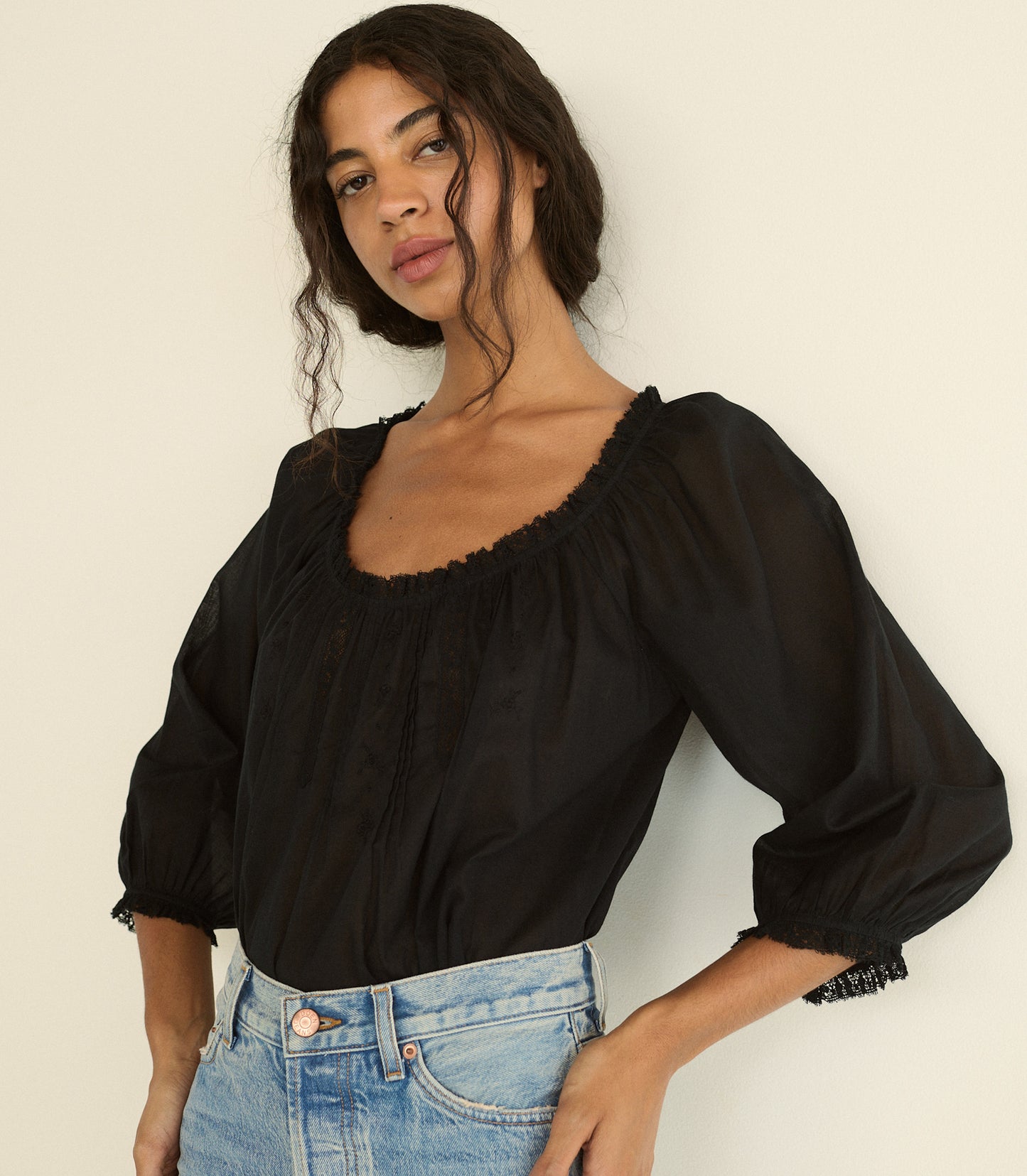FLORINE TOP -- BLACK