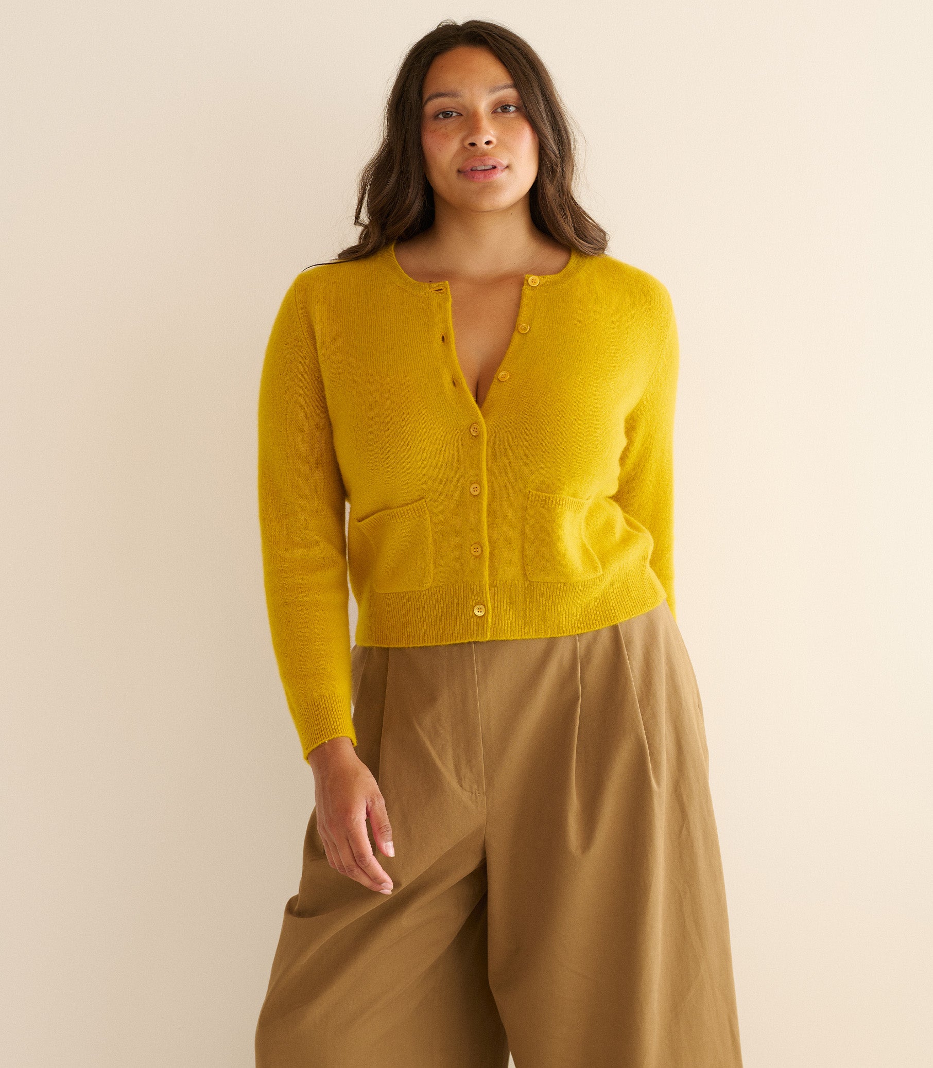FREYA CASHMERE CARDIGAN -- CITRINE view 6
