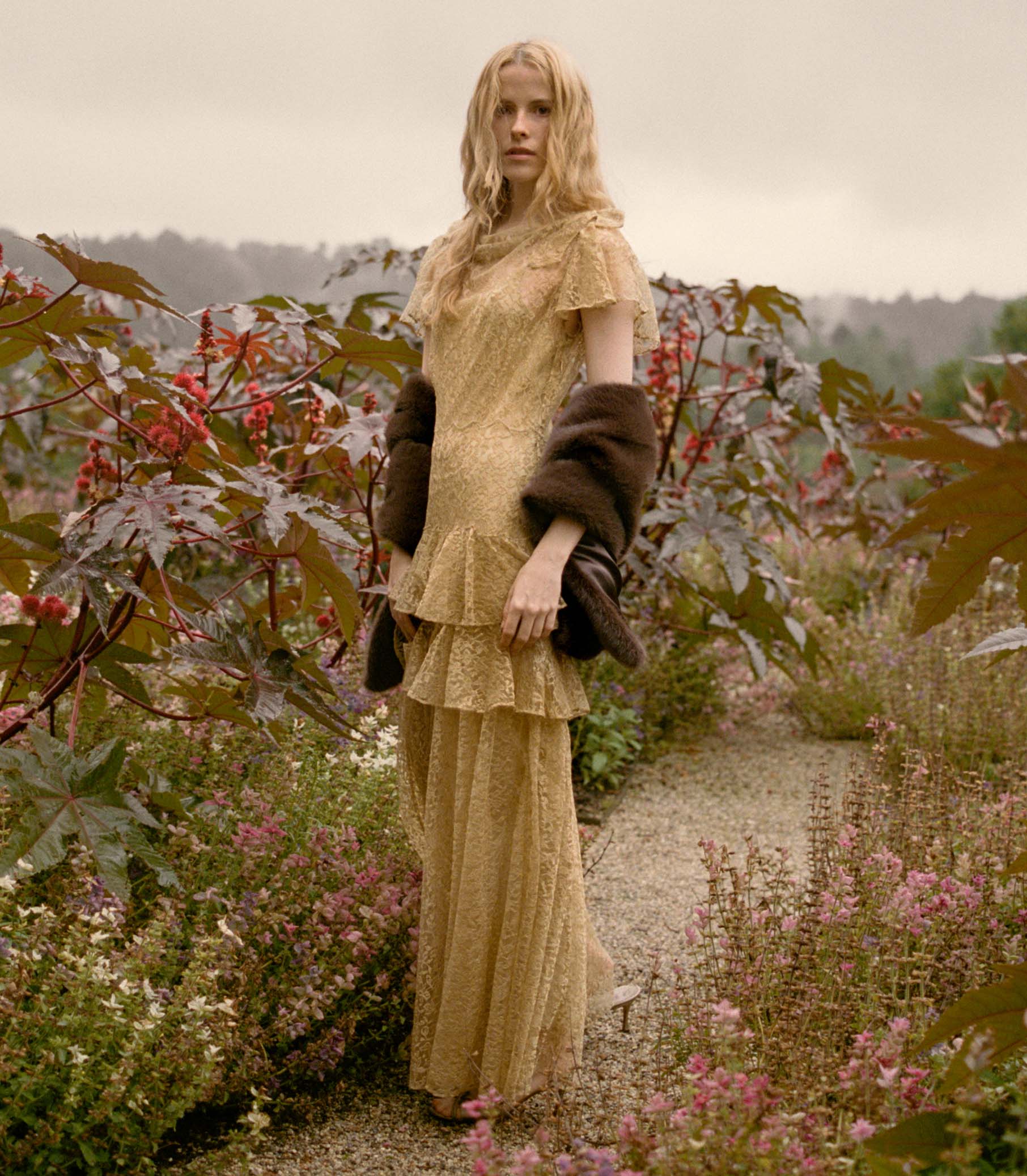 GARBO DRESS -- BURNISHED GOLD LACE view 4
