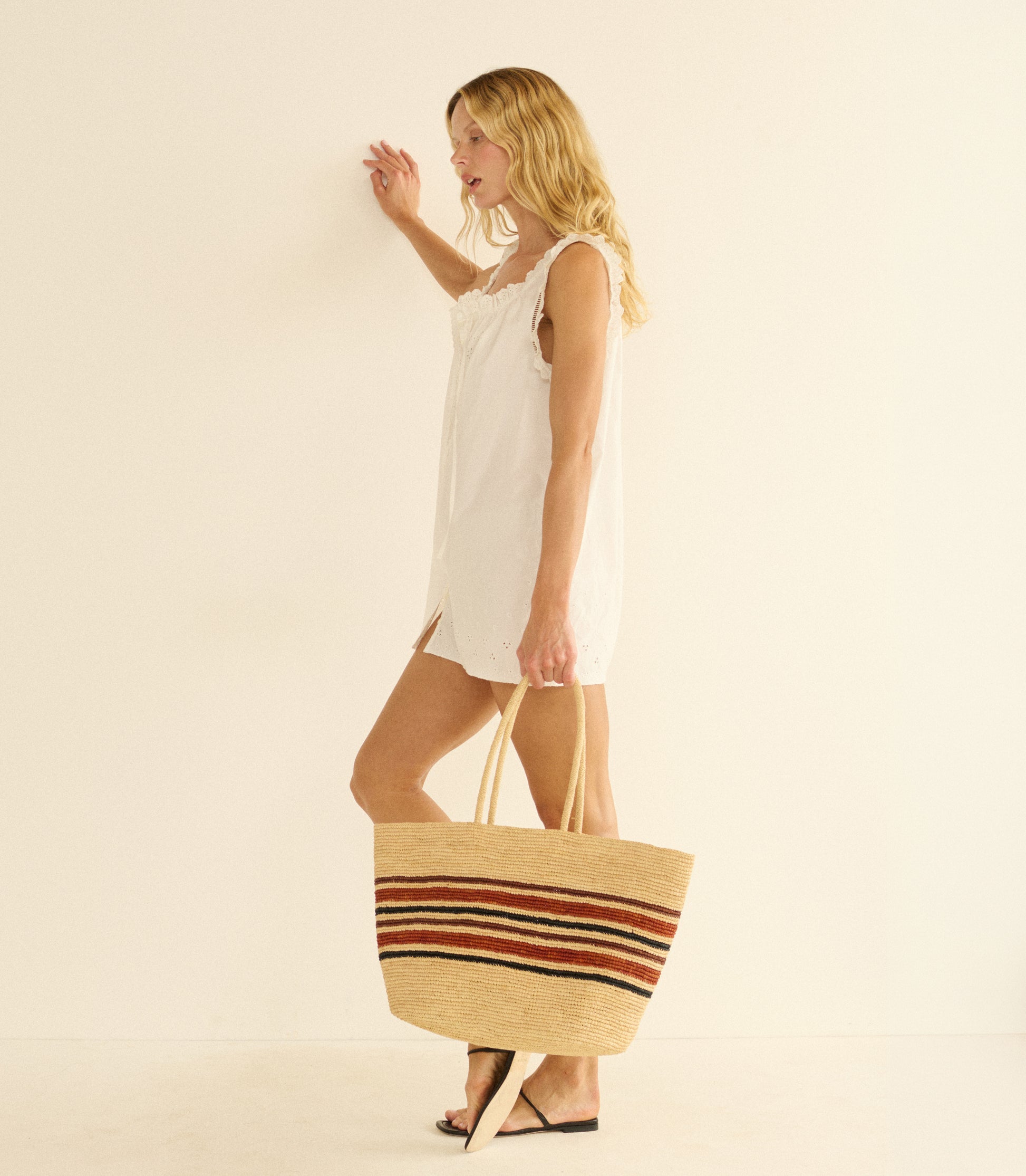 GRANDE HARBOUR TOTE -- NATURAL STRIPED RAFFIA view 3
