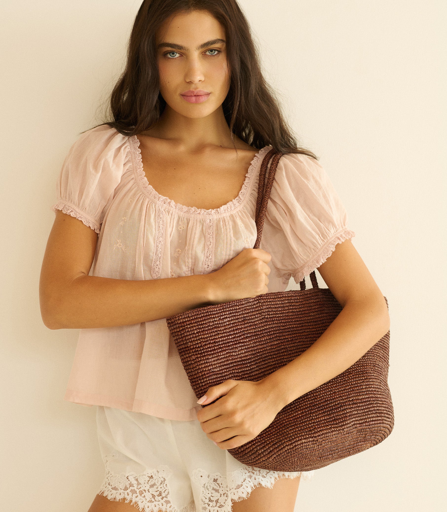 HARBOUR TOTE -- MARRON RAFFIA view 5
