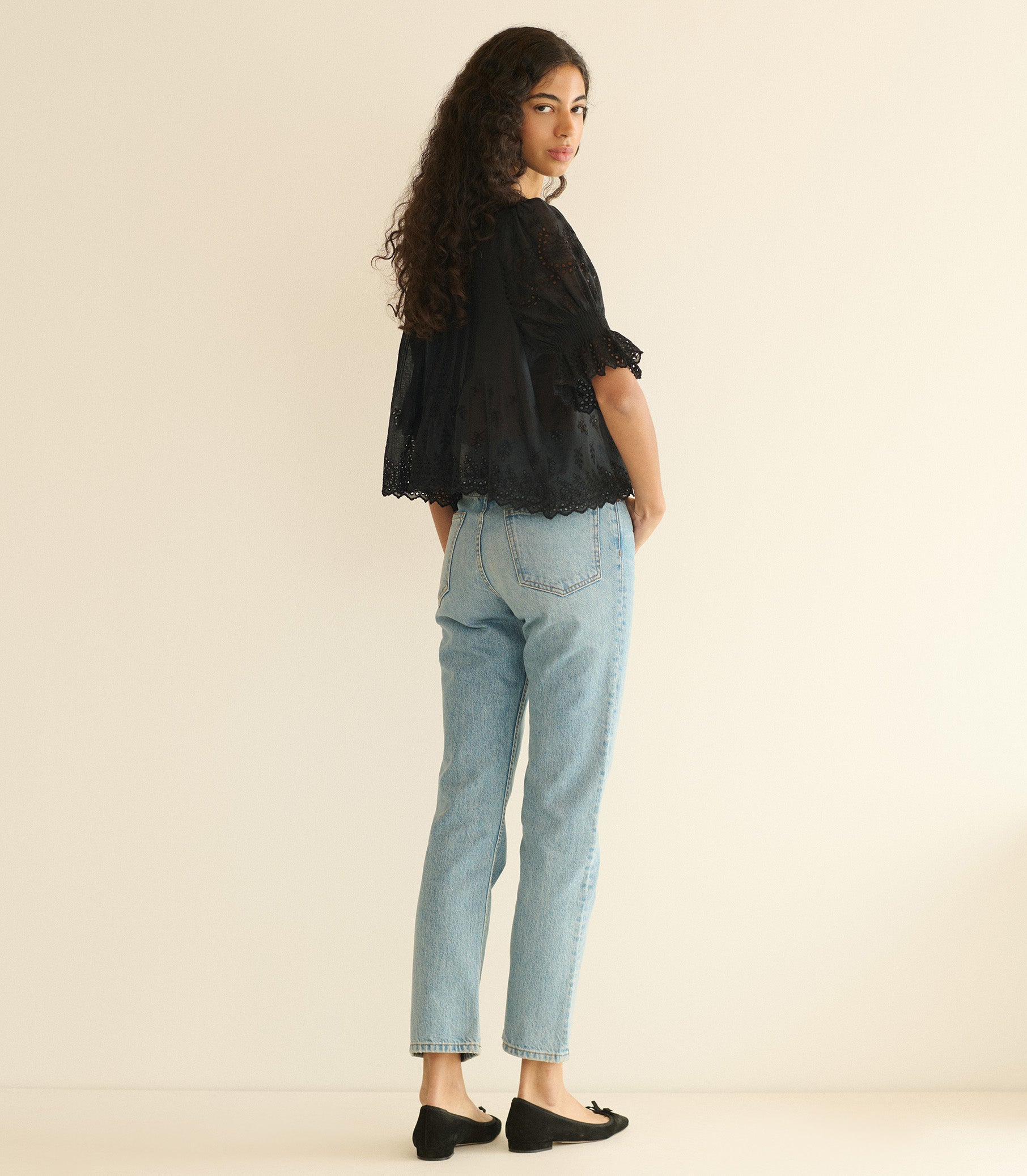 HENRI TOP -- BLACK EYELET view 5
