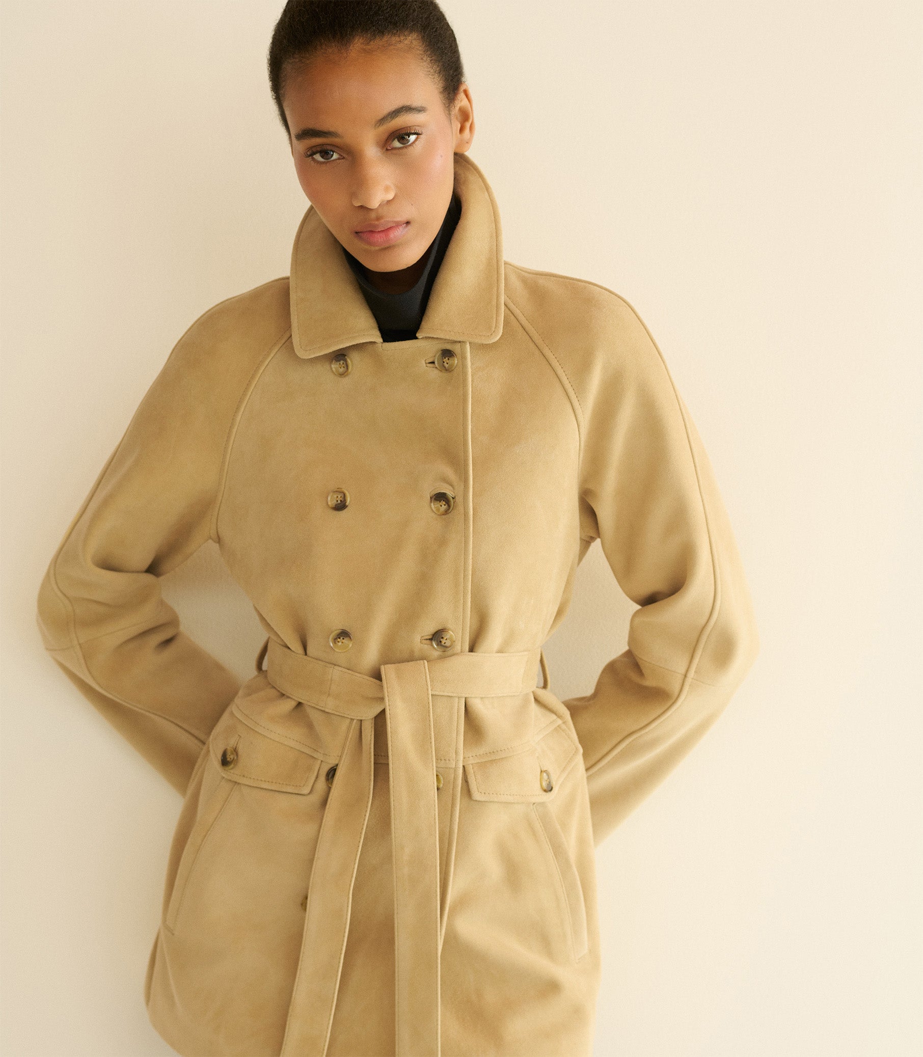 HUTTON SUEDE TRENCH -- BLONDE view 7
