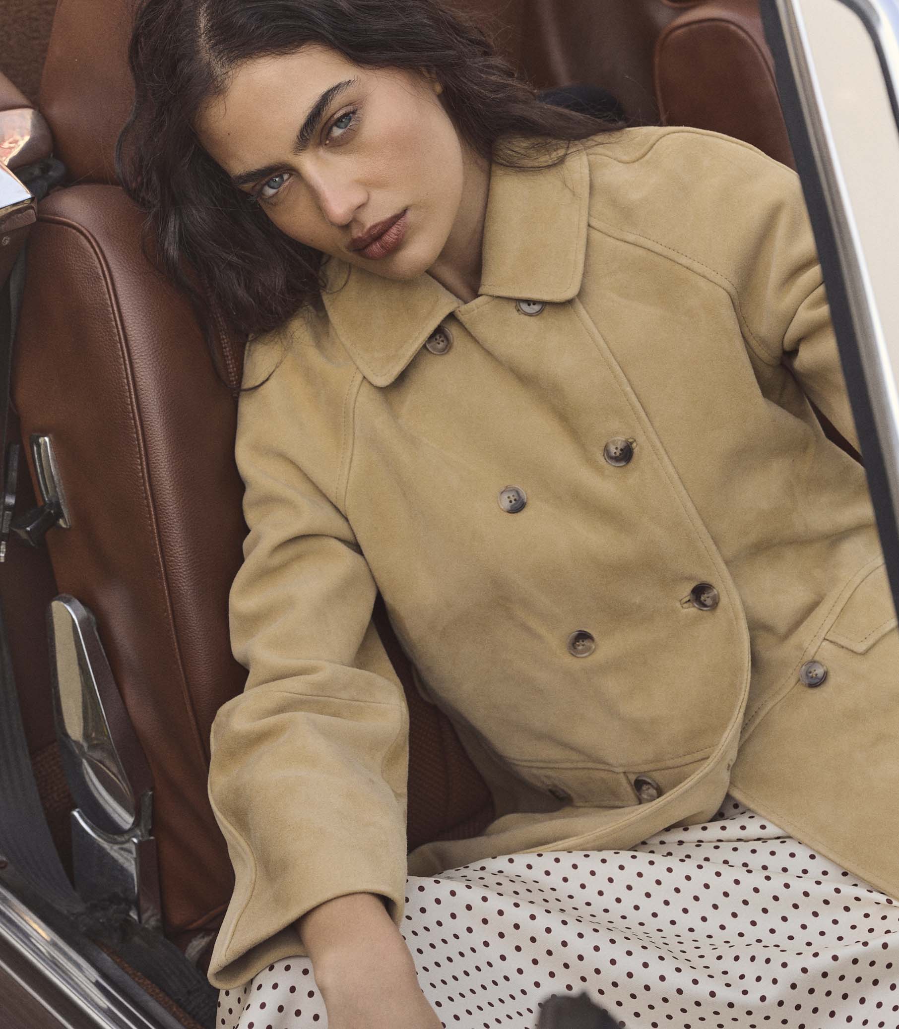 HUTTON SUEDE TRENCH -- BLONDE view 2
