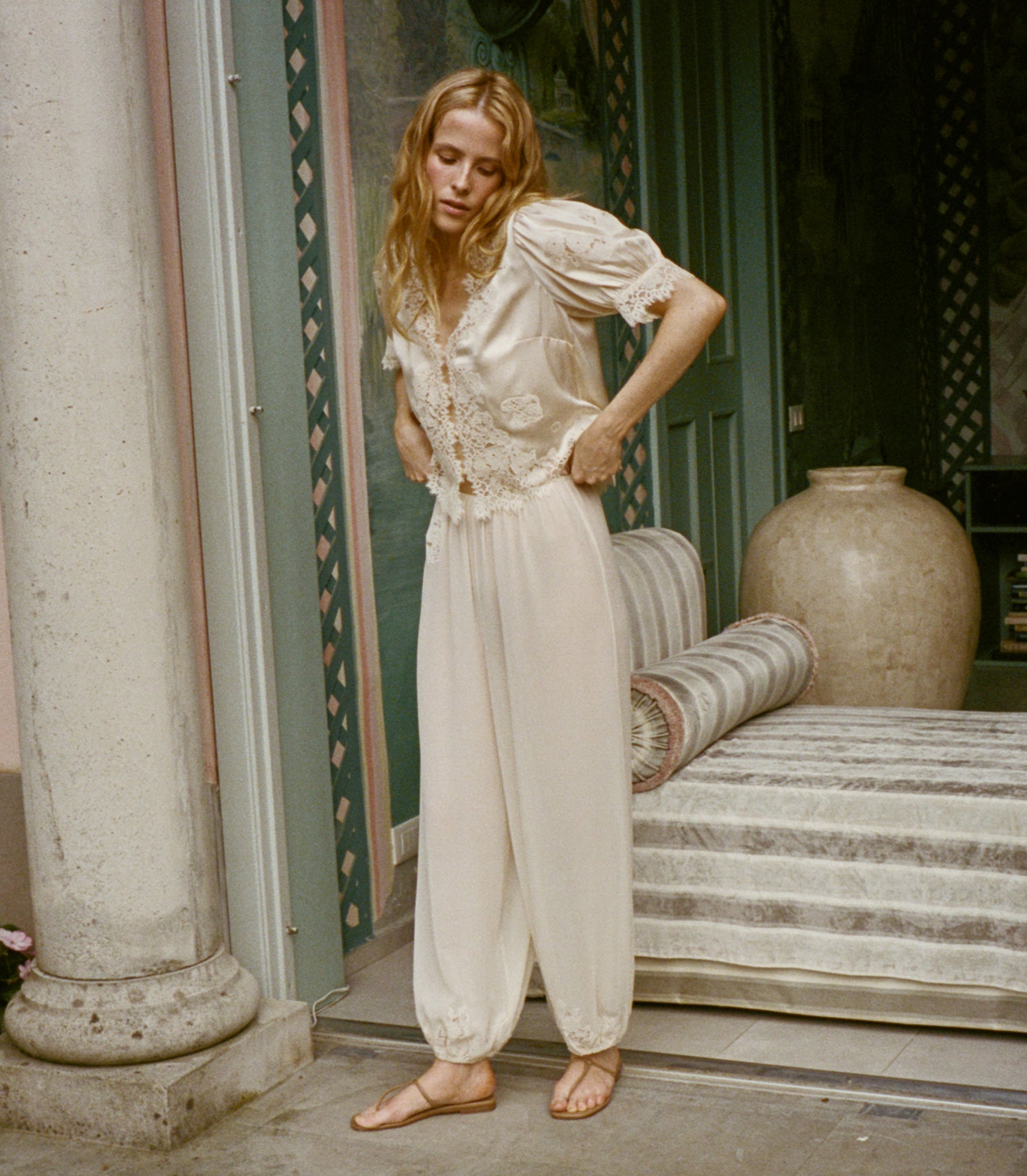 IDELLA SILK SATIN TOP -- CANDLELIGHT view 4
