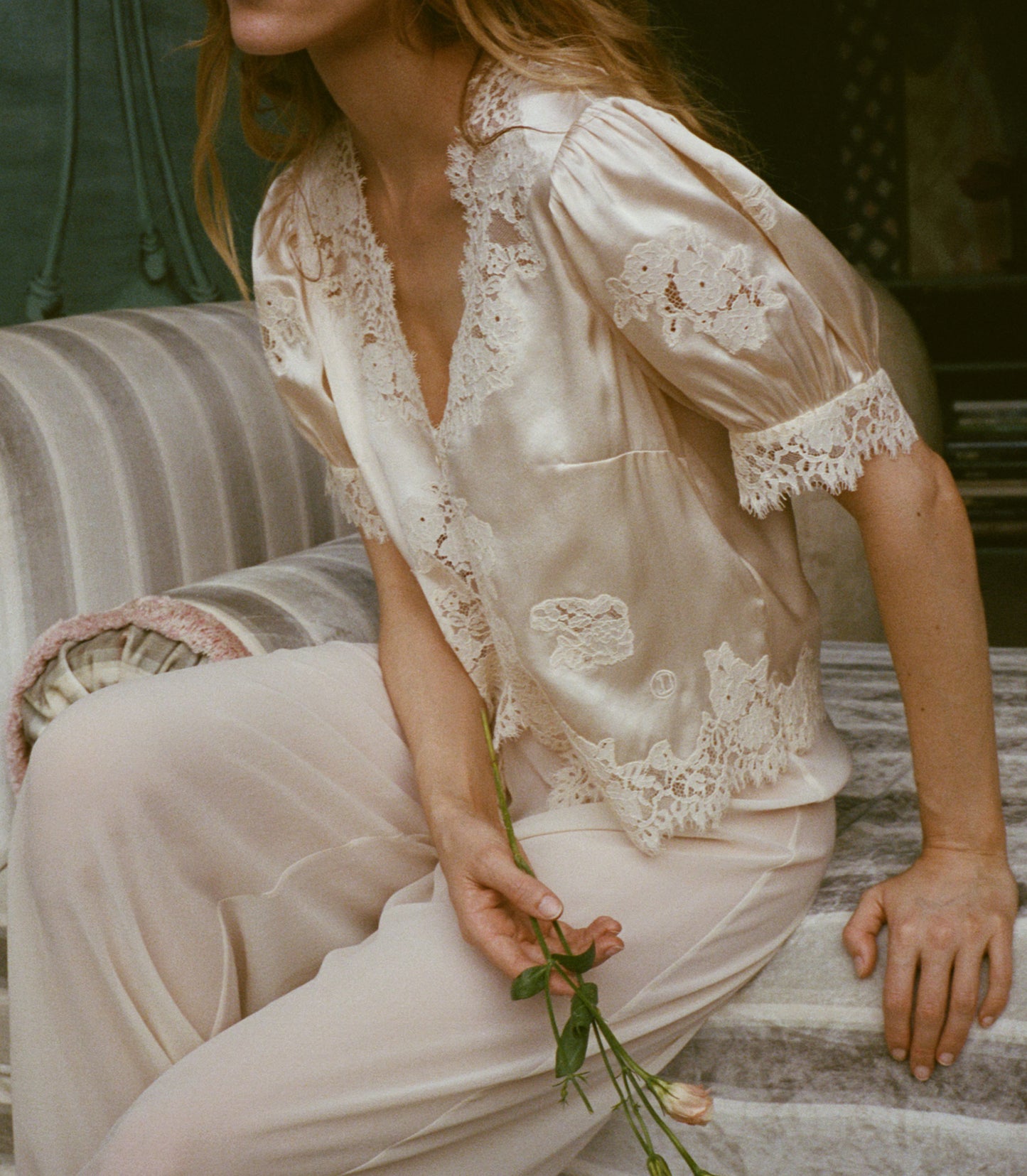 IDELLA SILK SATIN TOP -- CANDLELIGHT