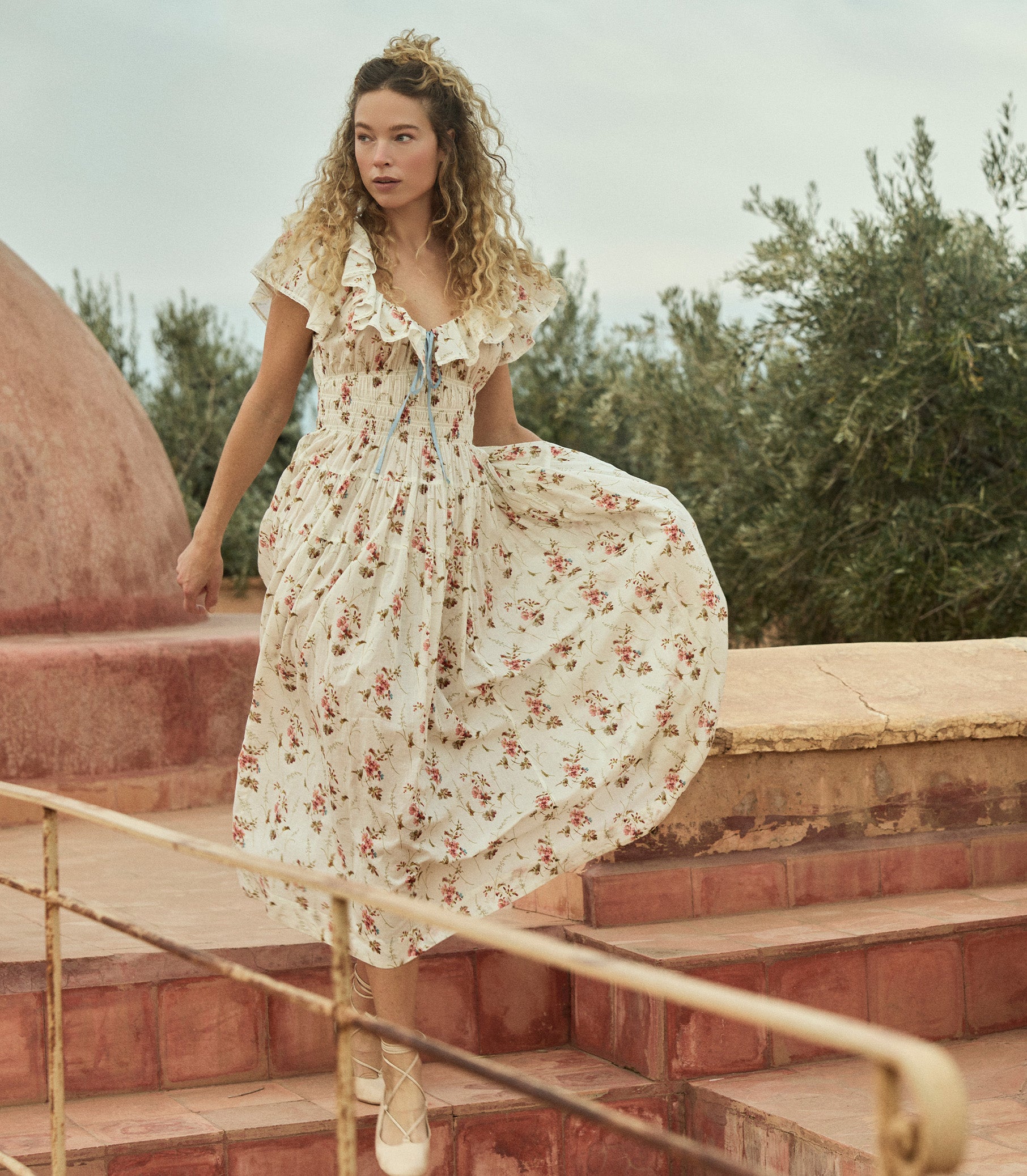 ILLIANA DRESS -- BLANC PRAIRIE ROSE view 2
