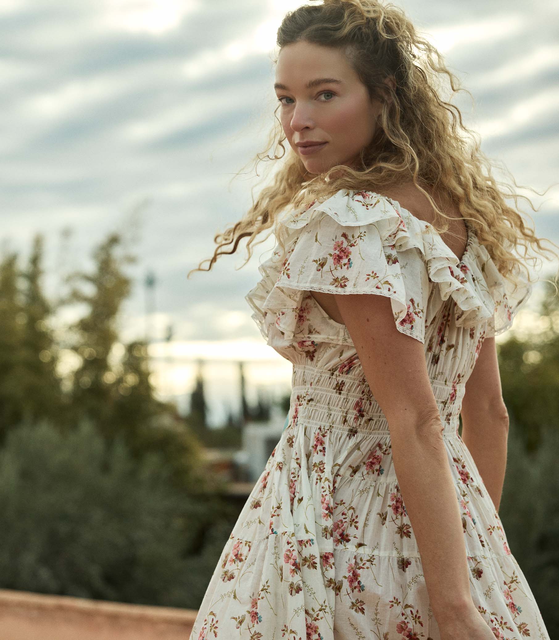 ILLIANA DRESS -- BLANC PRAIRIE ROSE view 5
