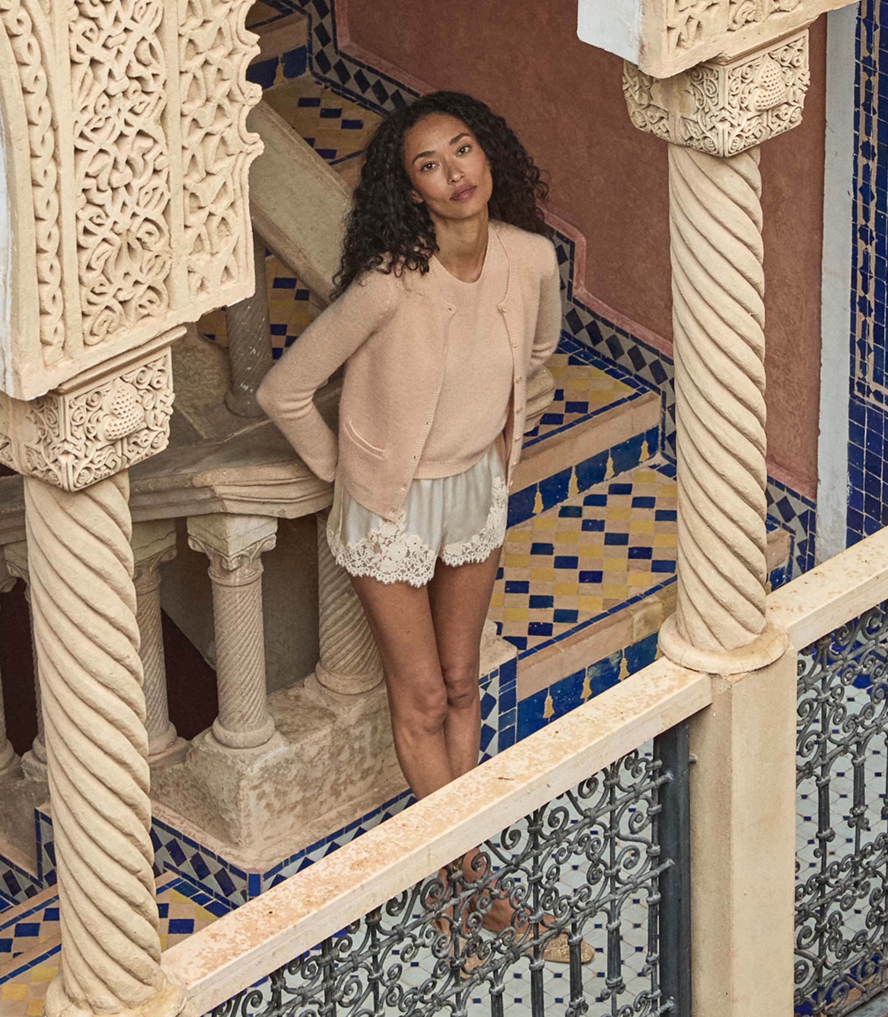 IONA SHORT -- SALT AND PEACH LACE view 3
