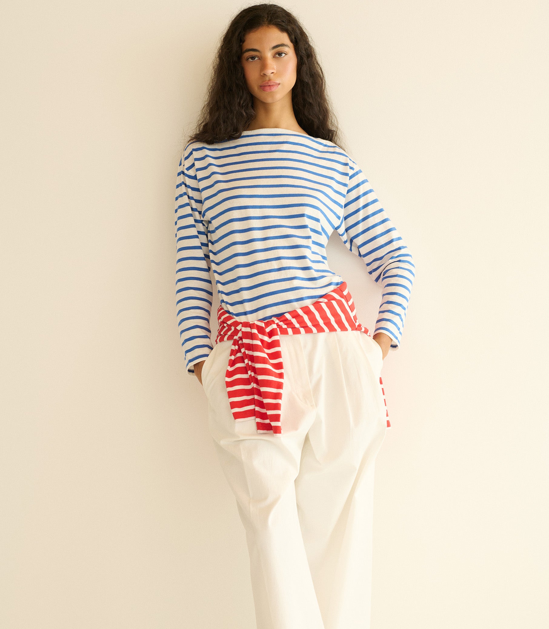 IRENE TEE -- BLEU BRETON STRIPE view 2
