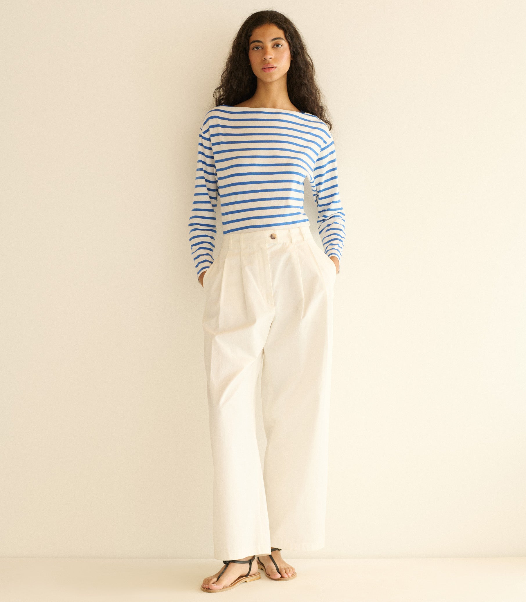 IRENE TEE -- BLEU BRETON STRIPE view 3
