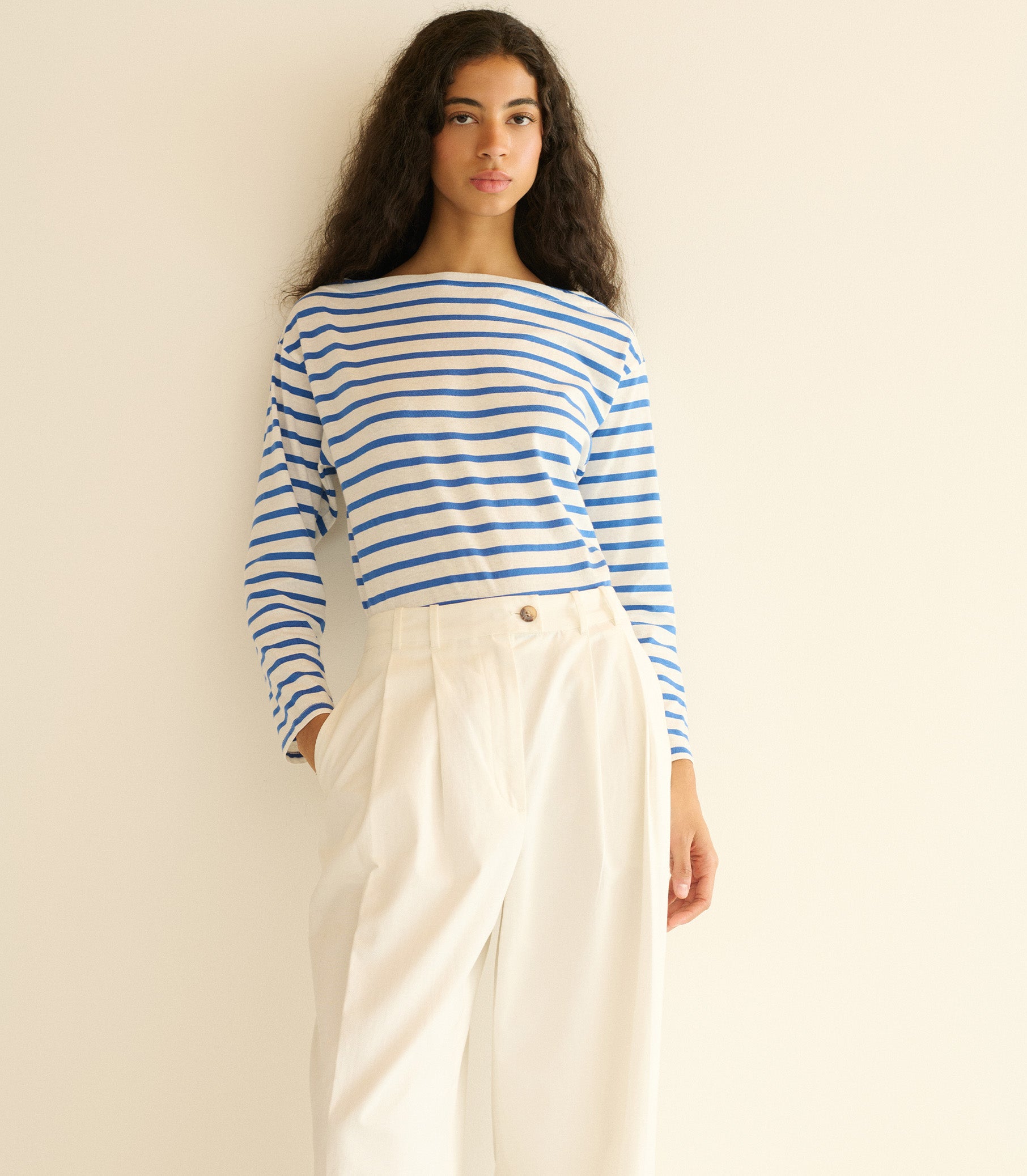 IRENE TEE -- BLEU BRETON STRIPE view 1

