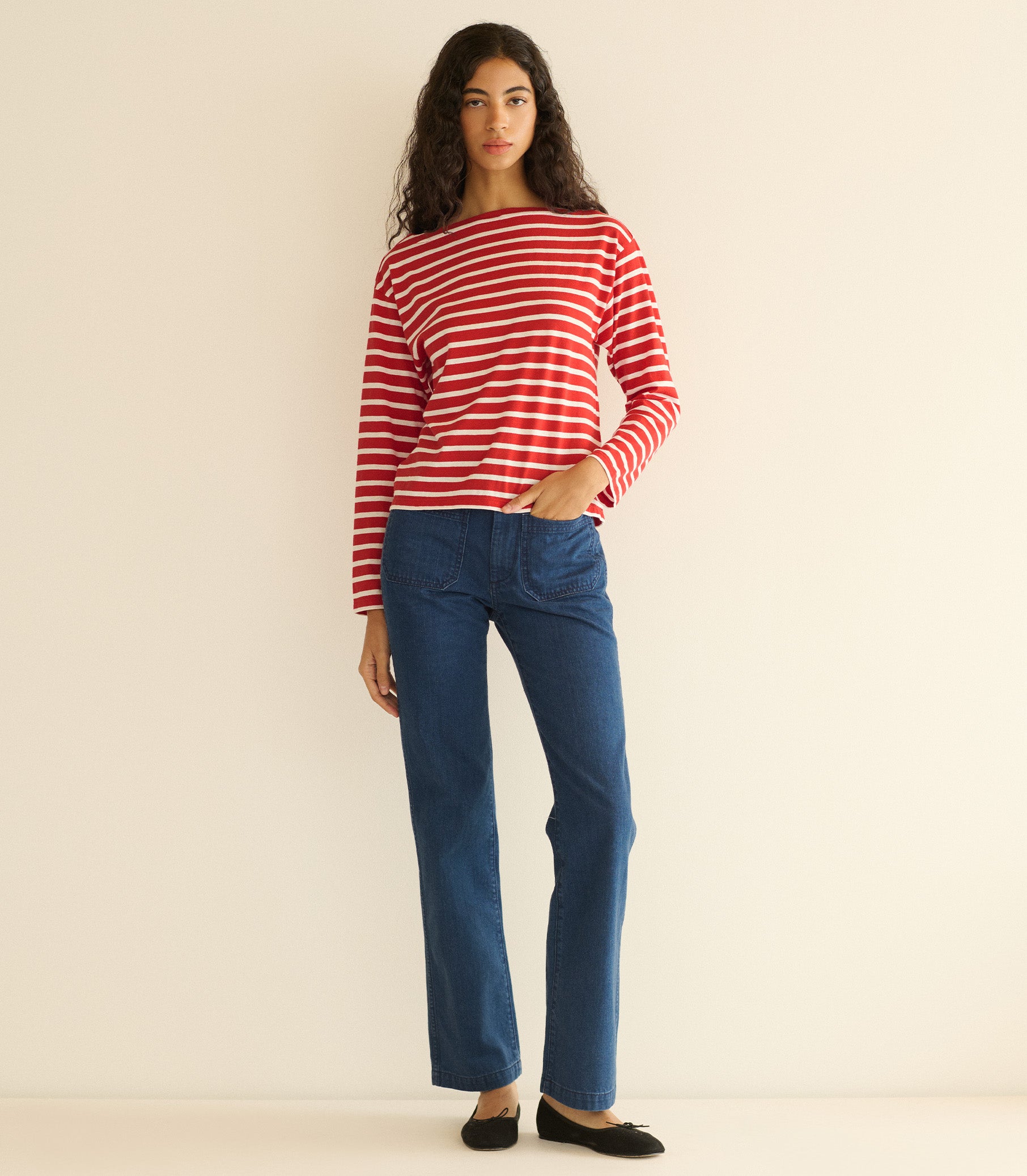 IRENE TEE -- ROUGE BRETON STRIPE view 3
