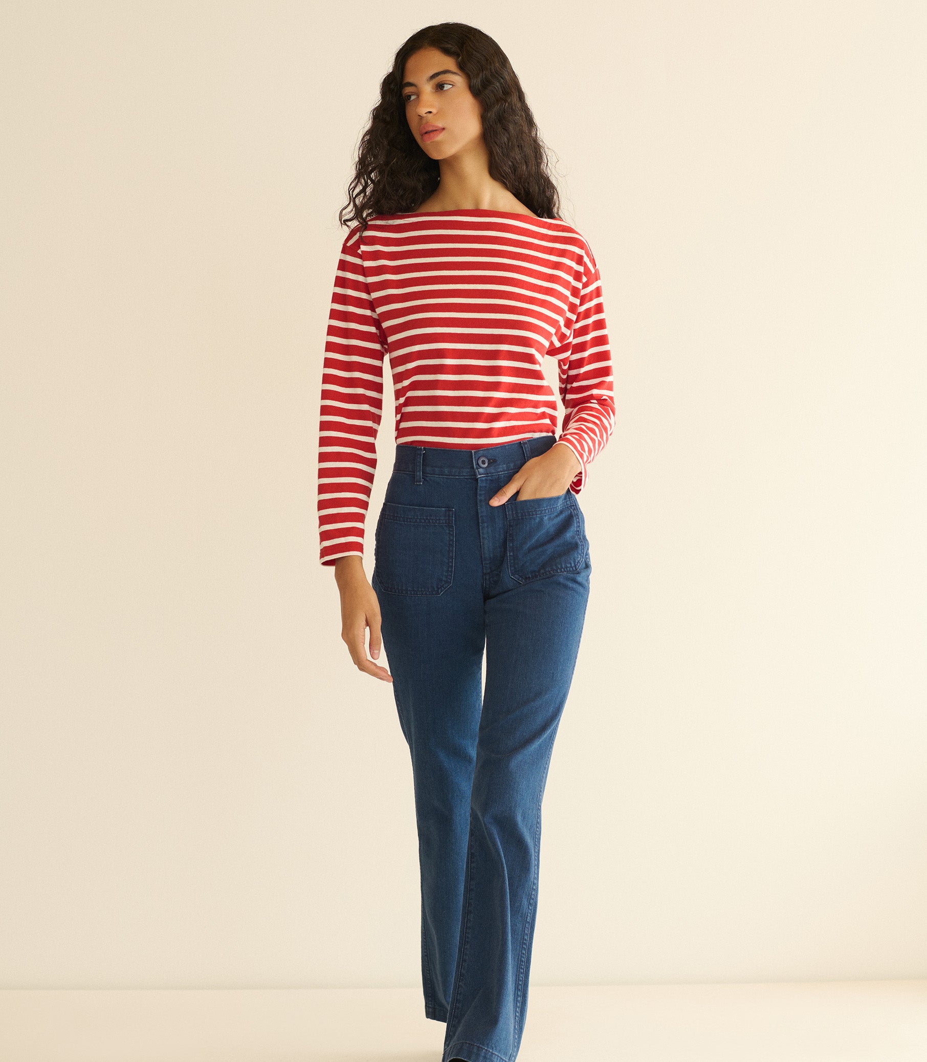 IRENE TEE -- ROUGE BRETON STRIPE view 2
