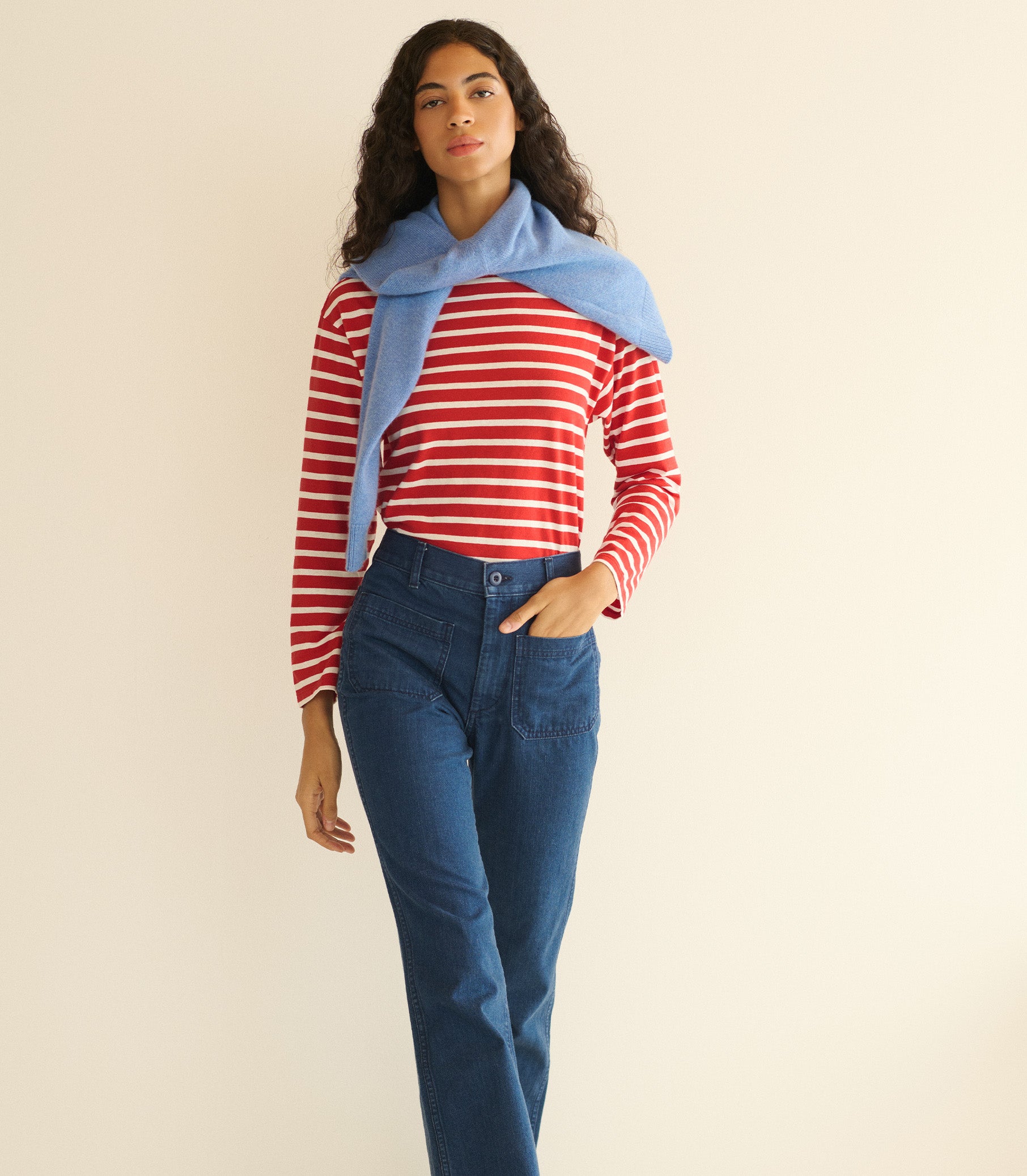 IRENE TEE -- ROUGE BRETON STRIPE view 1
