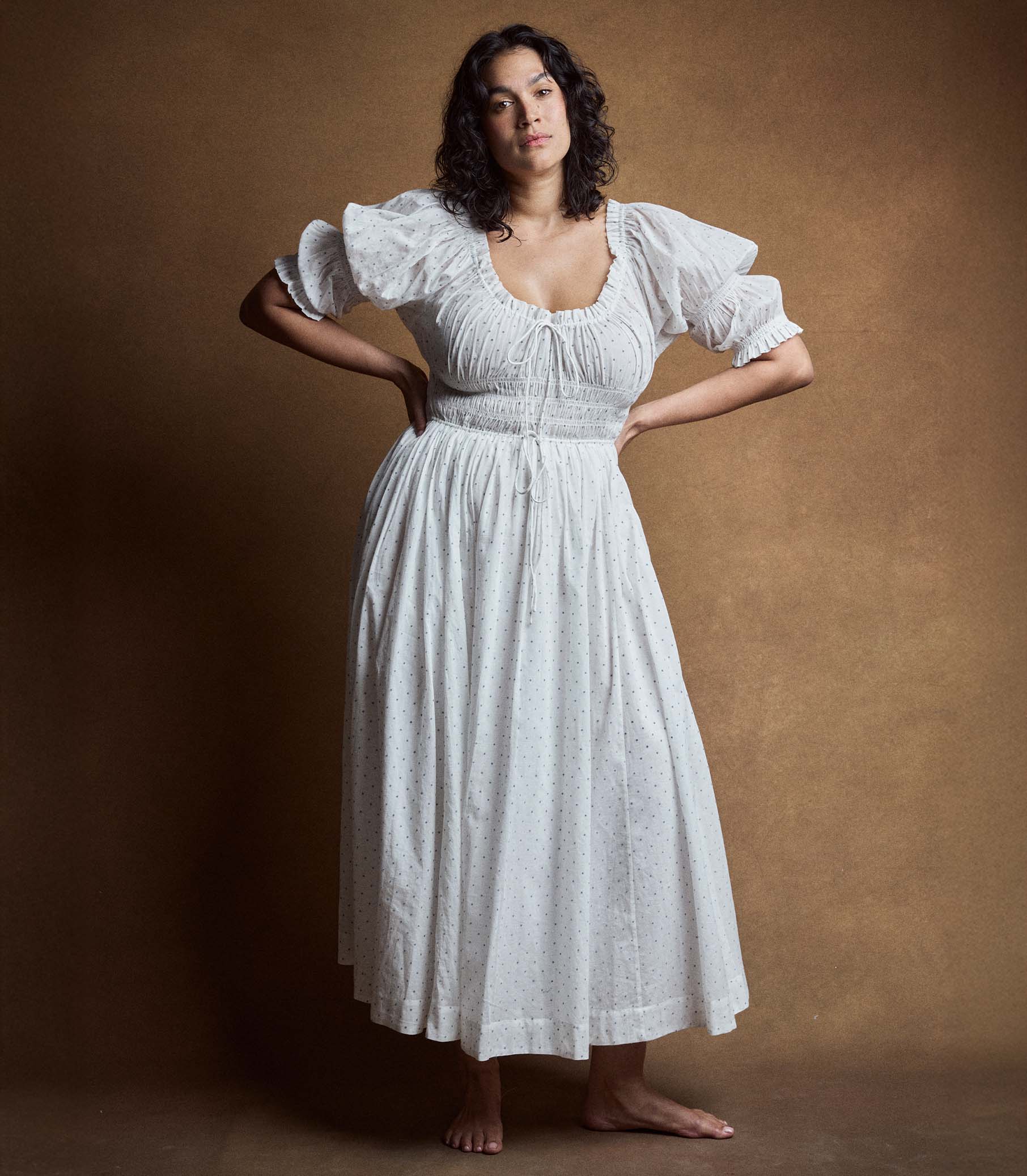 ISCHIA DRESS -- SALT FLOCK DOT view 7
