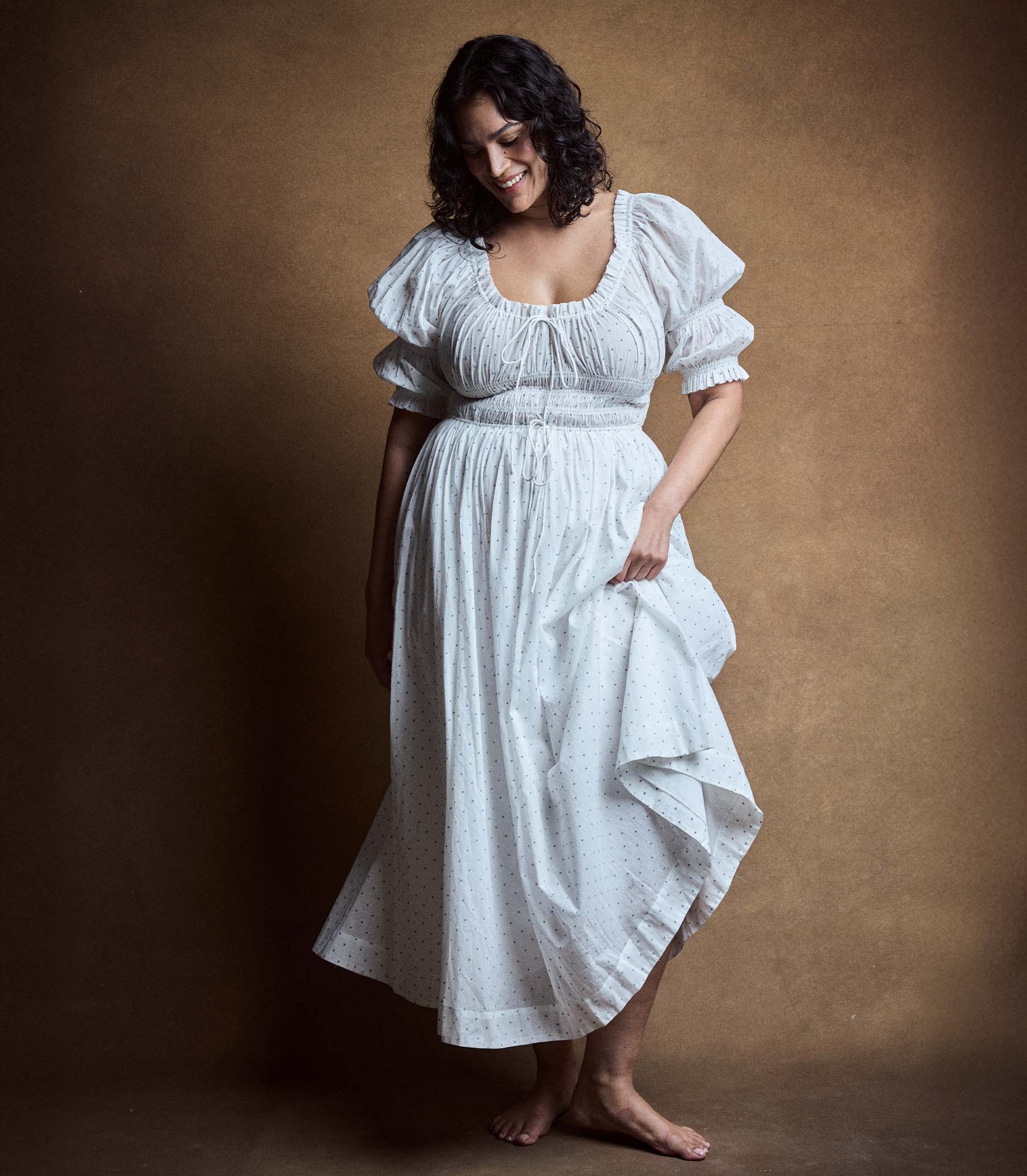 ISCHIA DRESS -- SALT FLOCK DOT view 8
